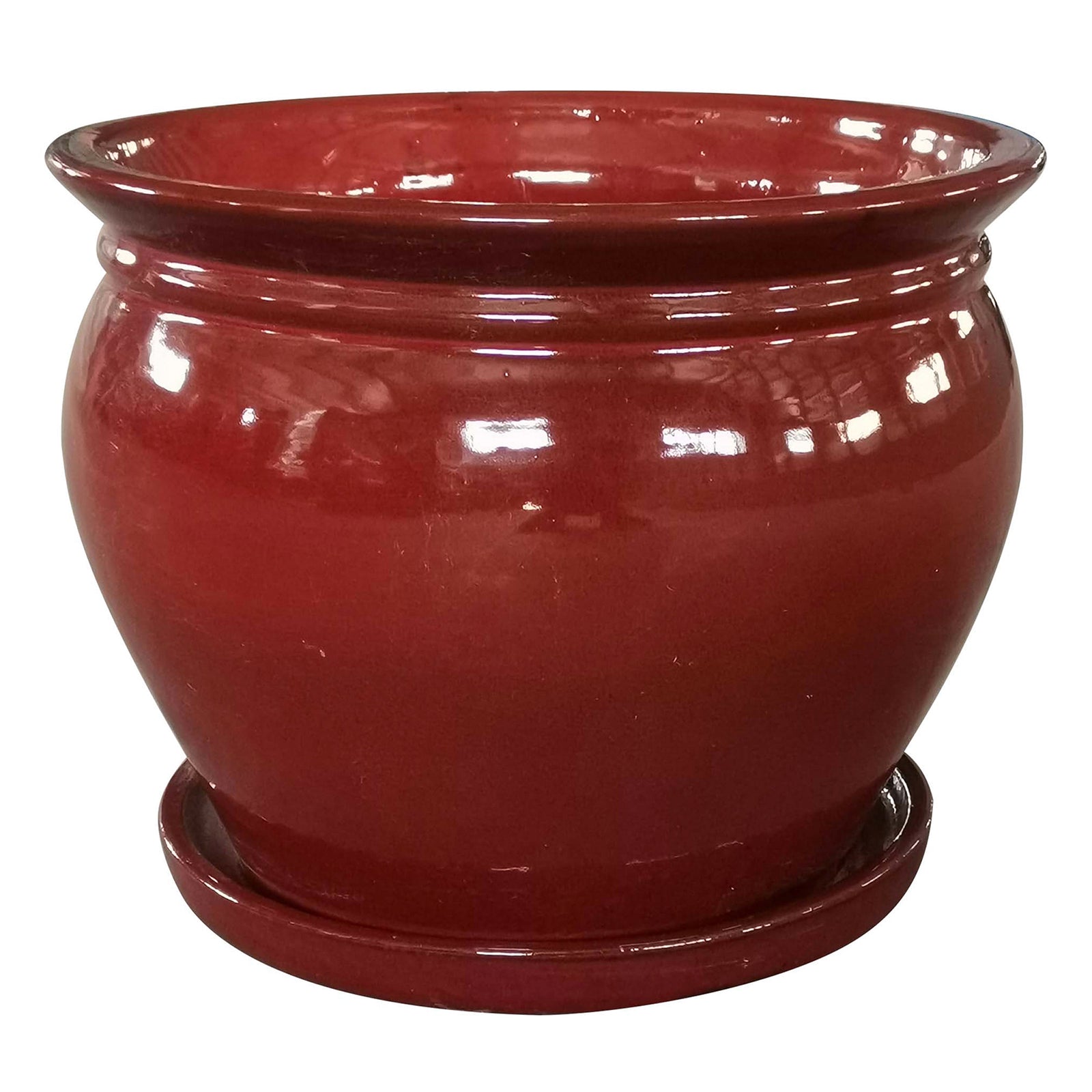 Southern Patio Wisteria 8" Round Ceramic Planter Pot with Saucer, Red (4 Pack) - VMInnovations
