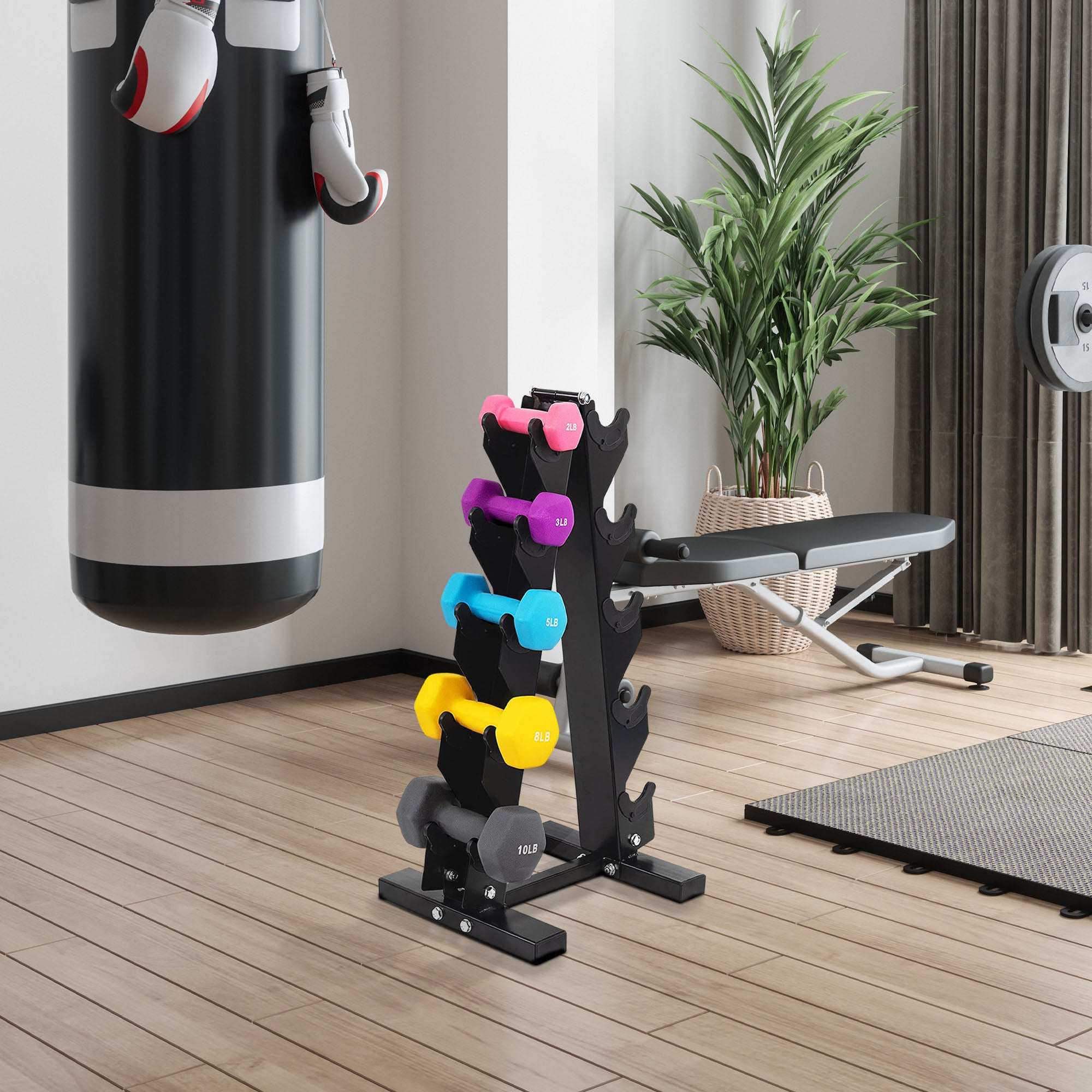 BalanceFrom 2, 3, 5, 8 & 10lb Neoprene Coated Dumbbell Set w/Rack (Open Box) - VMInnovations