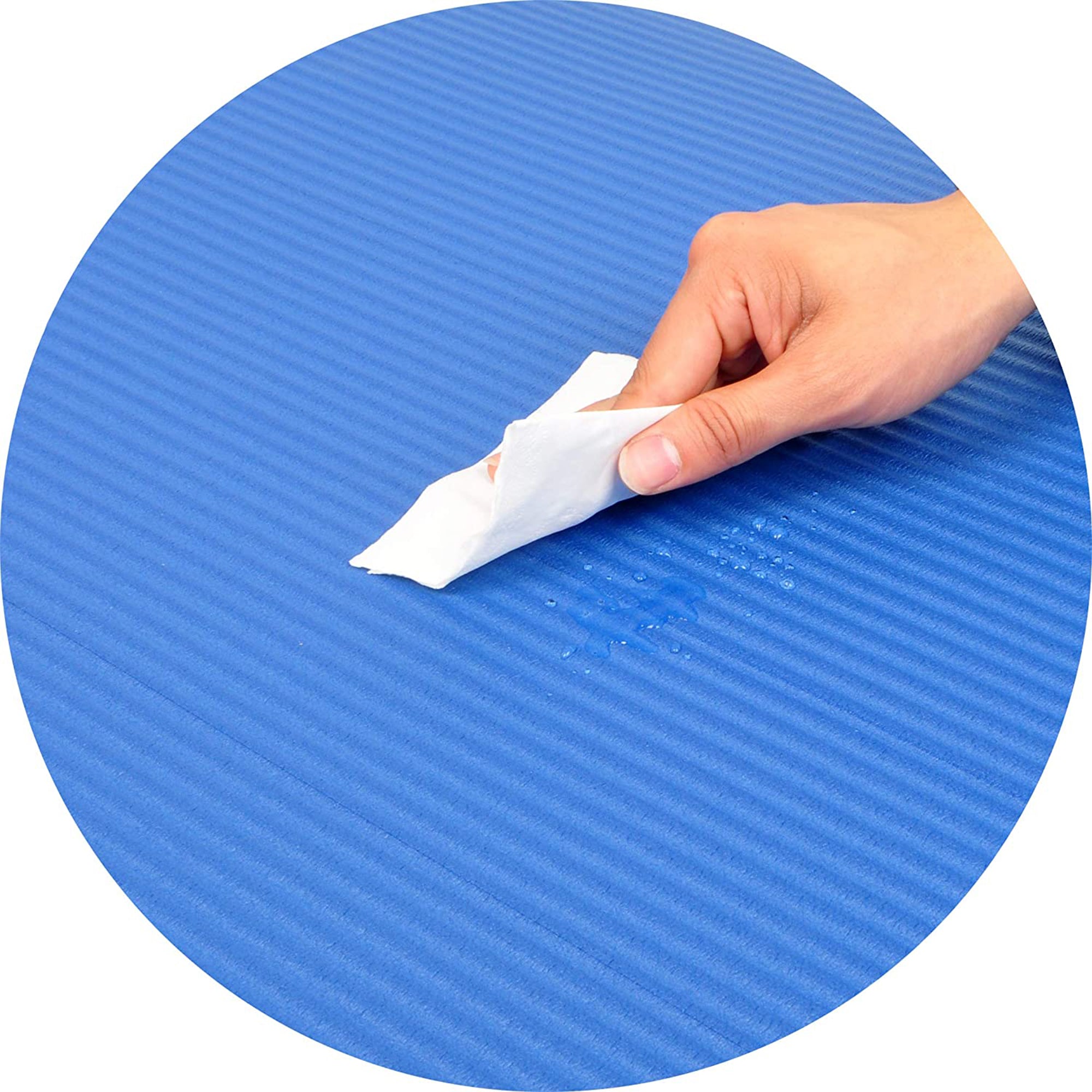 BalanceFrom 1" Extra Thick Exercise Yoga Mat with Carrying Strap, Blue (Used) - VMInnovations