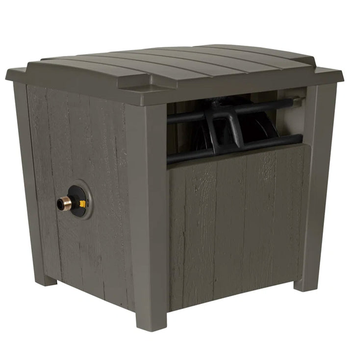 Suncast Farmington Hideaway Outdoor Garden Hose Storage Pot Container, Stoney - VMInnovations