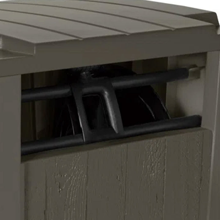 Suncast Farmington Hideaway Outdoor Garden Hose Storage Pot Container, Stoney - VMInnovations