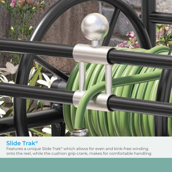 Suncast Professional Portable 200 Foot Garden Hose Reel Cart with Wheels, Black - VMInnovations