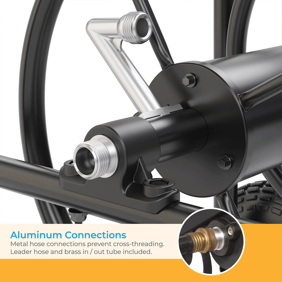 Suncast Professional Portable 200 Foot Garden Hose Reel Cart with Wheels, Black - VMInnovations