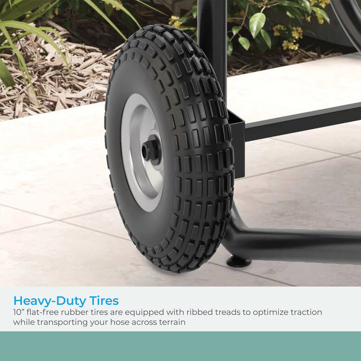 Suncast Professional Portable 200 Foot Garden Hose Reel Cart with Wheels, Black - VMInnovations