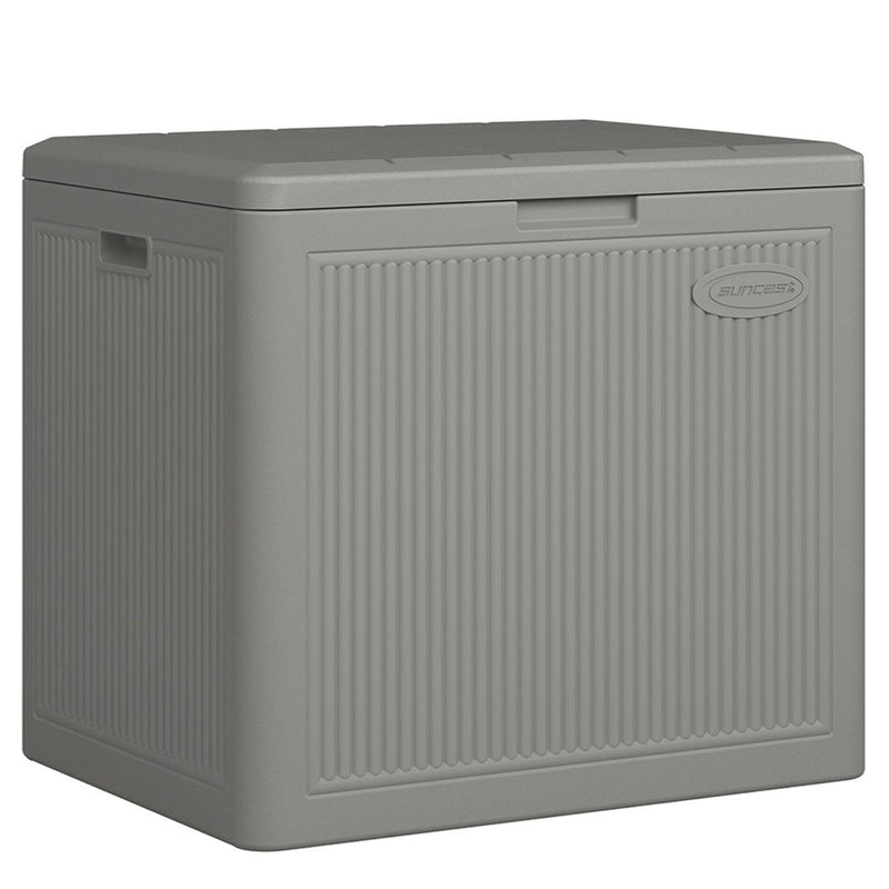 Suncast 22 Gallon Indoor Outdoor Small Patio Deck Box Storage Chest, Stoney