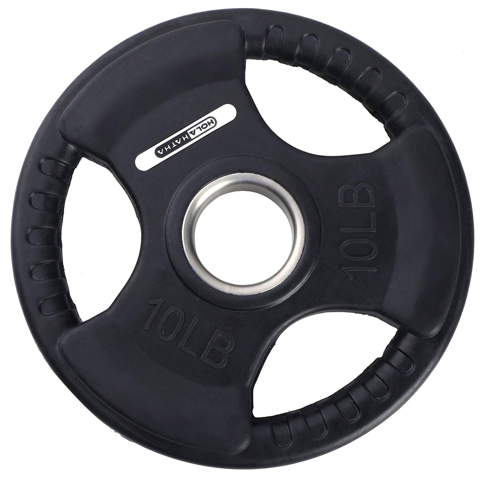 HolaHatha 10lb Olympic Rubber Coated Weight Plates w/ Tri Grip Handle (Set of 2) - VMInnovations