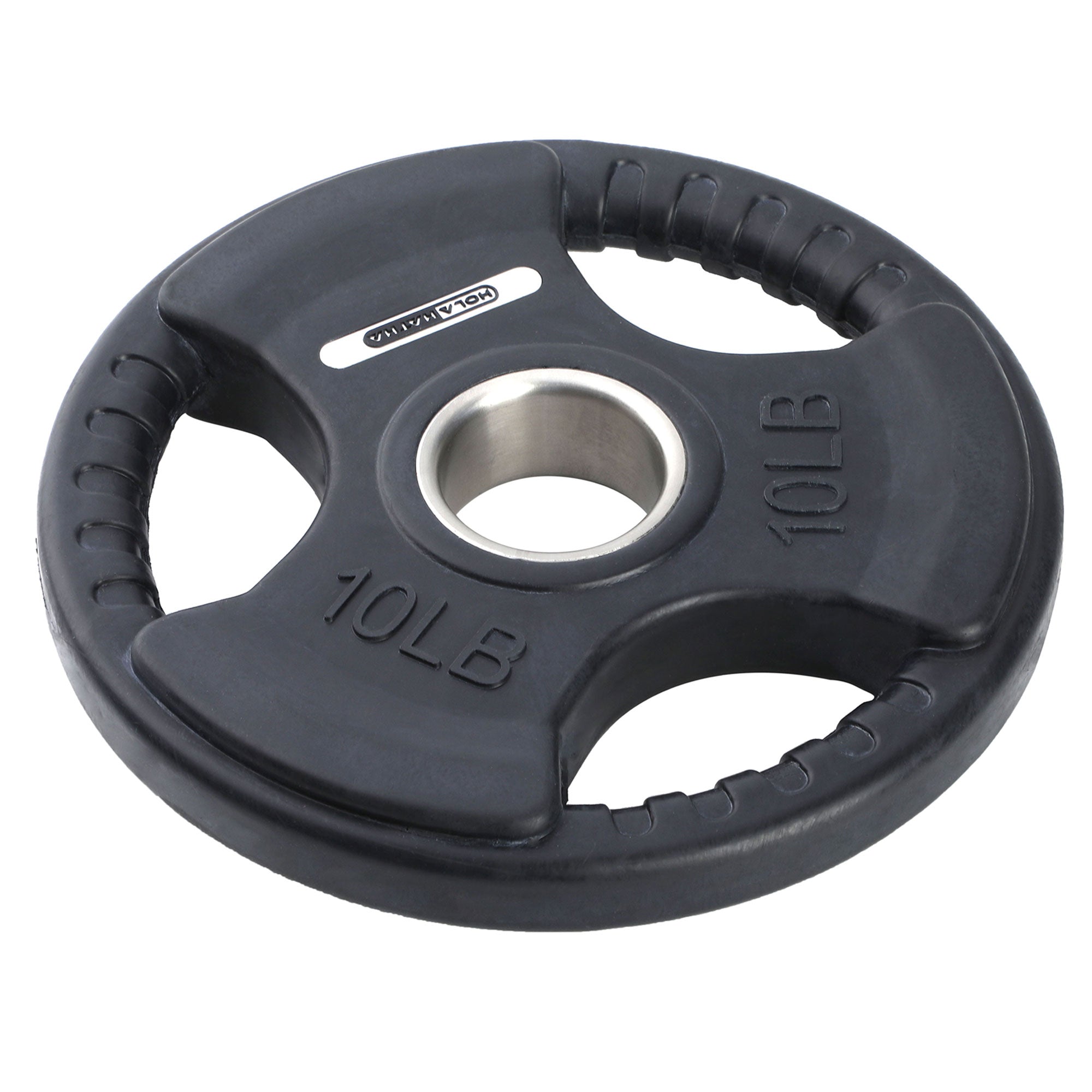 HolaHatha 10lb Olympic Rubber Coated Weight Plates w/ Tri Grip Handle (Set of 2) - VMInnovations