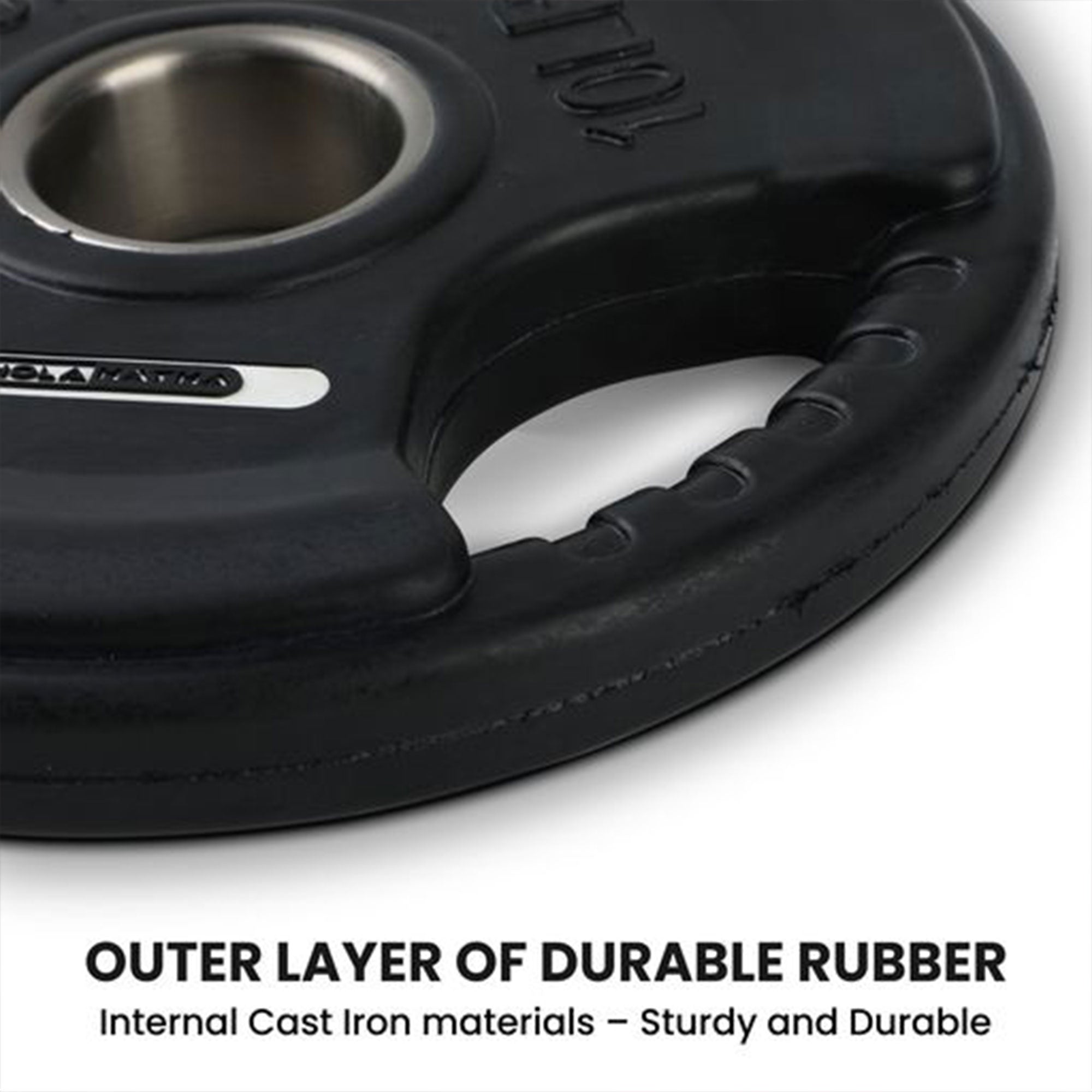HolaHatha 25lb Rubber Coated Weight Plates w/ Tri Grip Handle (Set of 2) (Used) - VMInnovations