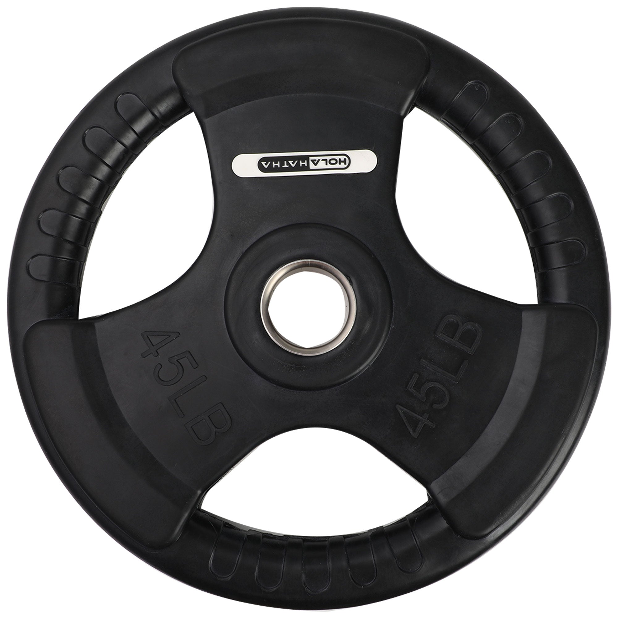 HolaHatha 45lb Olympic Rubber Coated Weight Plate w/Tri Grip Handle (Open Box) - VMInnovations