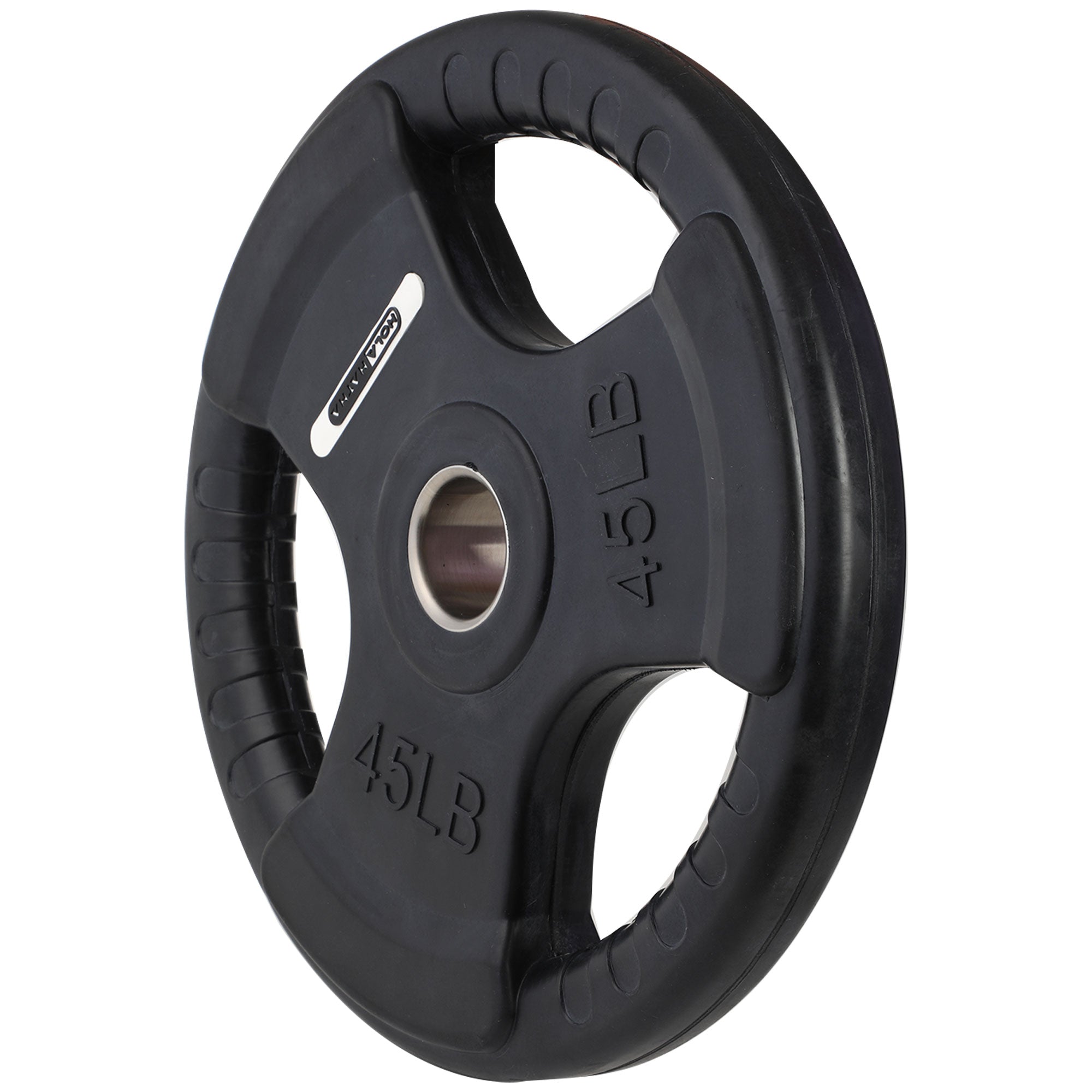 HolaHatha 45lb Olympic Rubber Coated Weight Plate w/Tri Grip Handle (Open Box) - VMInnovations