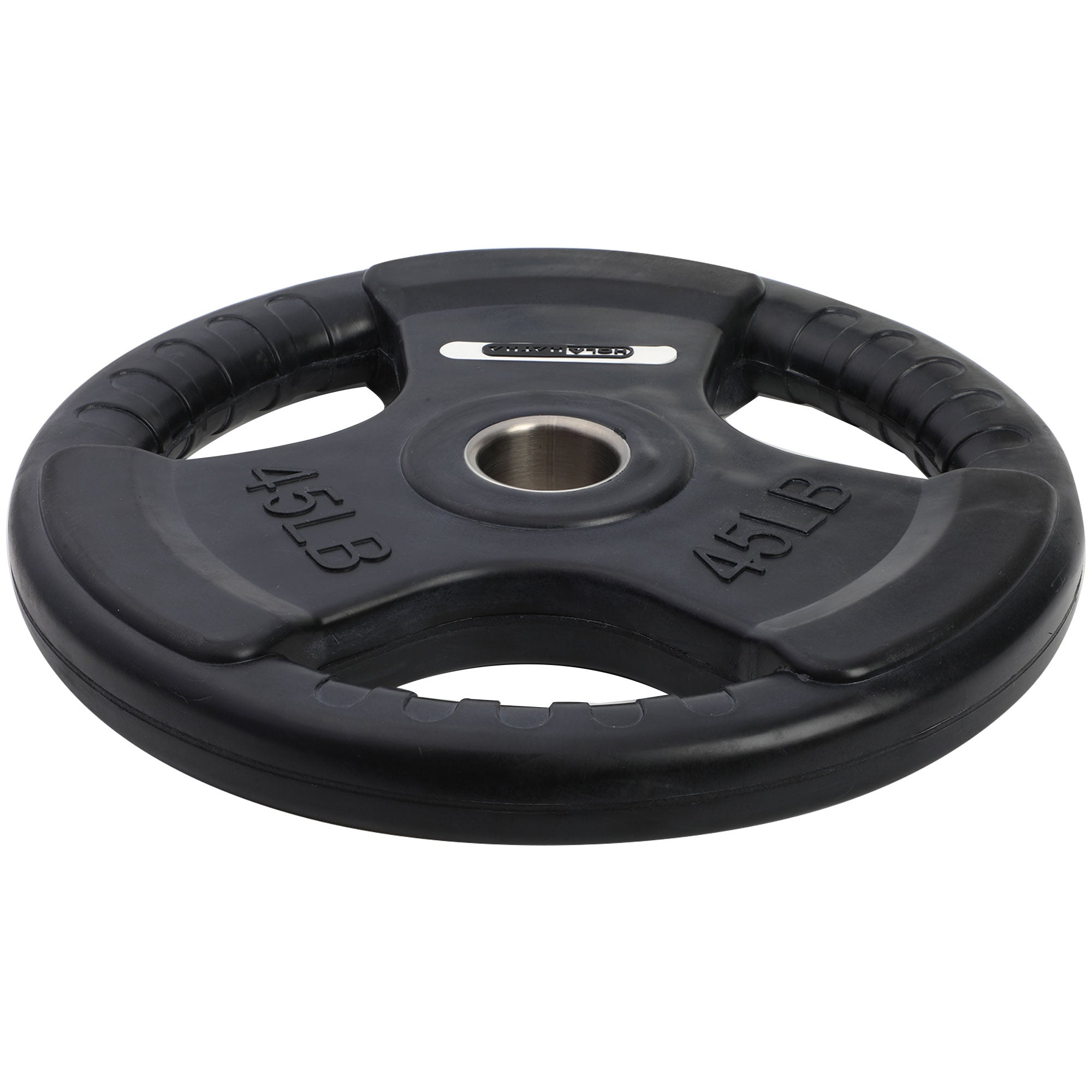 HolaHatha 45lb Olympic Rubber Coated Weight Plate w/Tri Grip Handle (Open Box) - VMInnovations