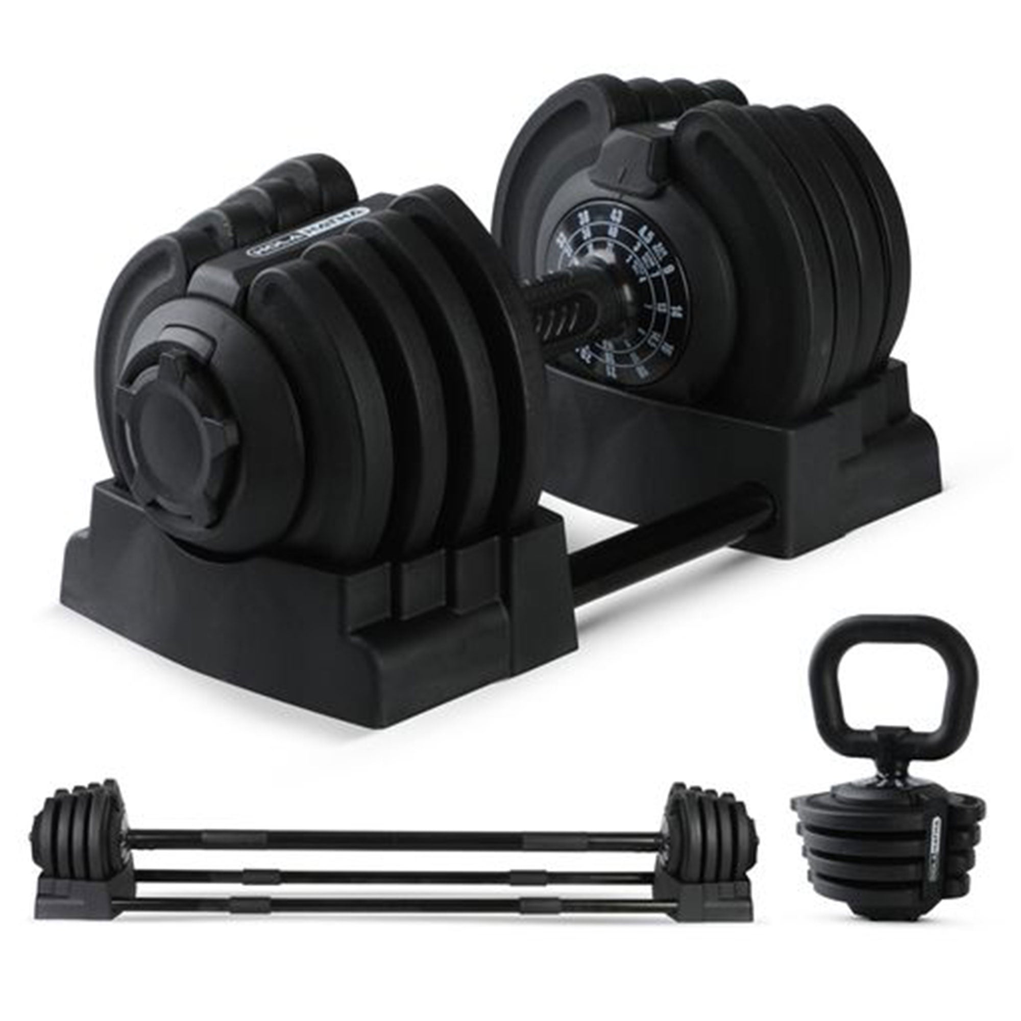 HolaHatha 3-in-1 Home Gym Workout Dumbbell Set Equipment, Black (Used) - VMInnovations