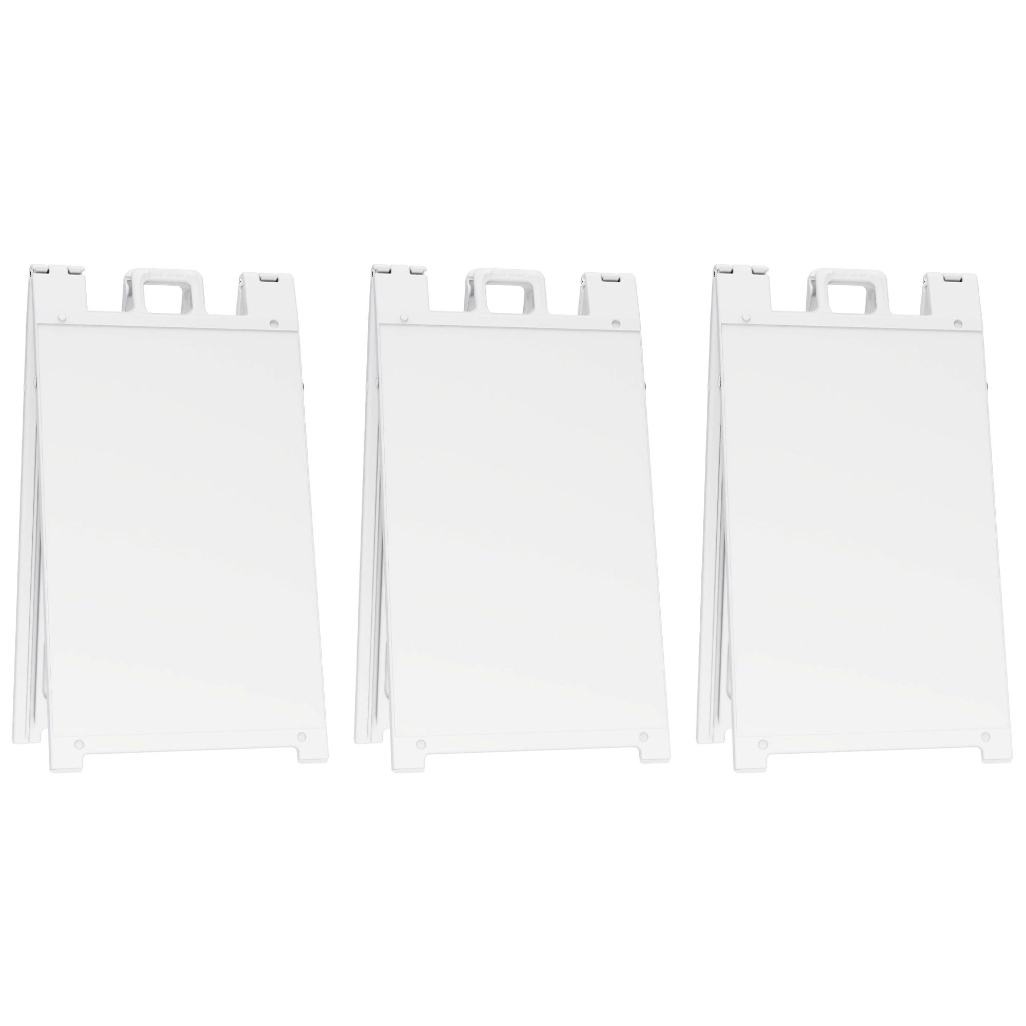 Plasticade Signicade Folding Sidewalk Double Sided Sign Stand, White (3 Pack)