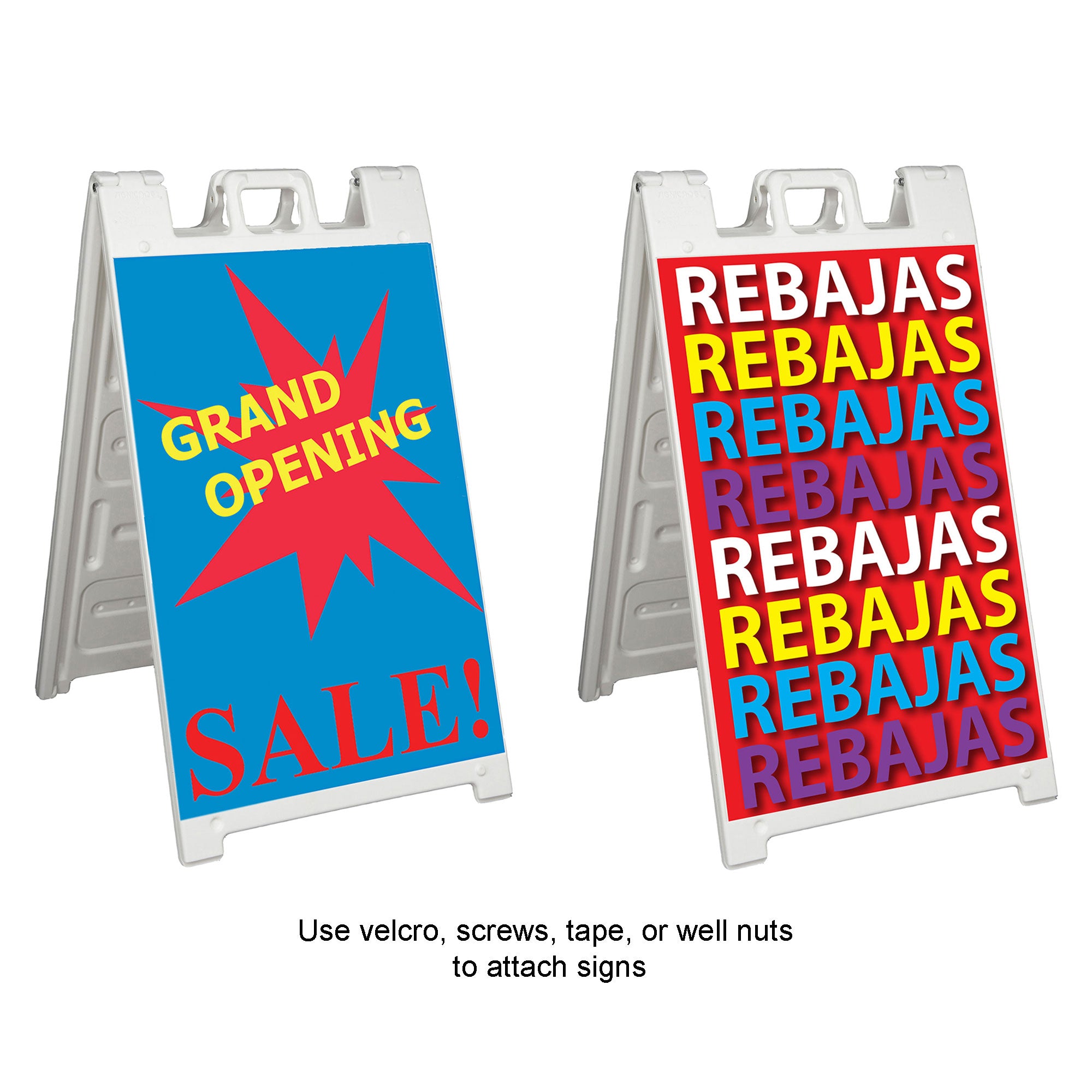 Plasticade Signicade Folding Sidewalk Double Sided Sign Stand, White (3 Pack)