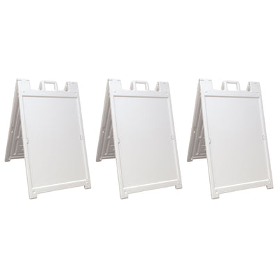 Plasticade Deluxe Signicade Folding Double Sided Sign Stand, White (3 Pack)