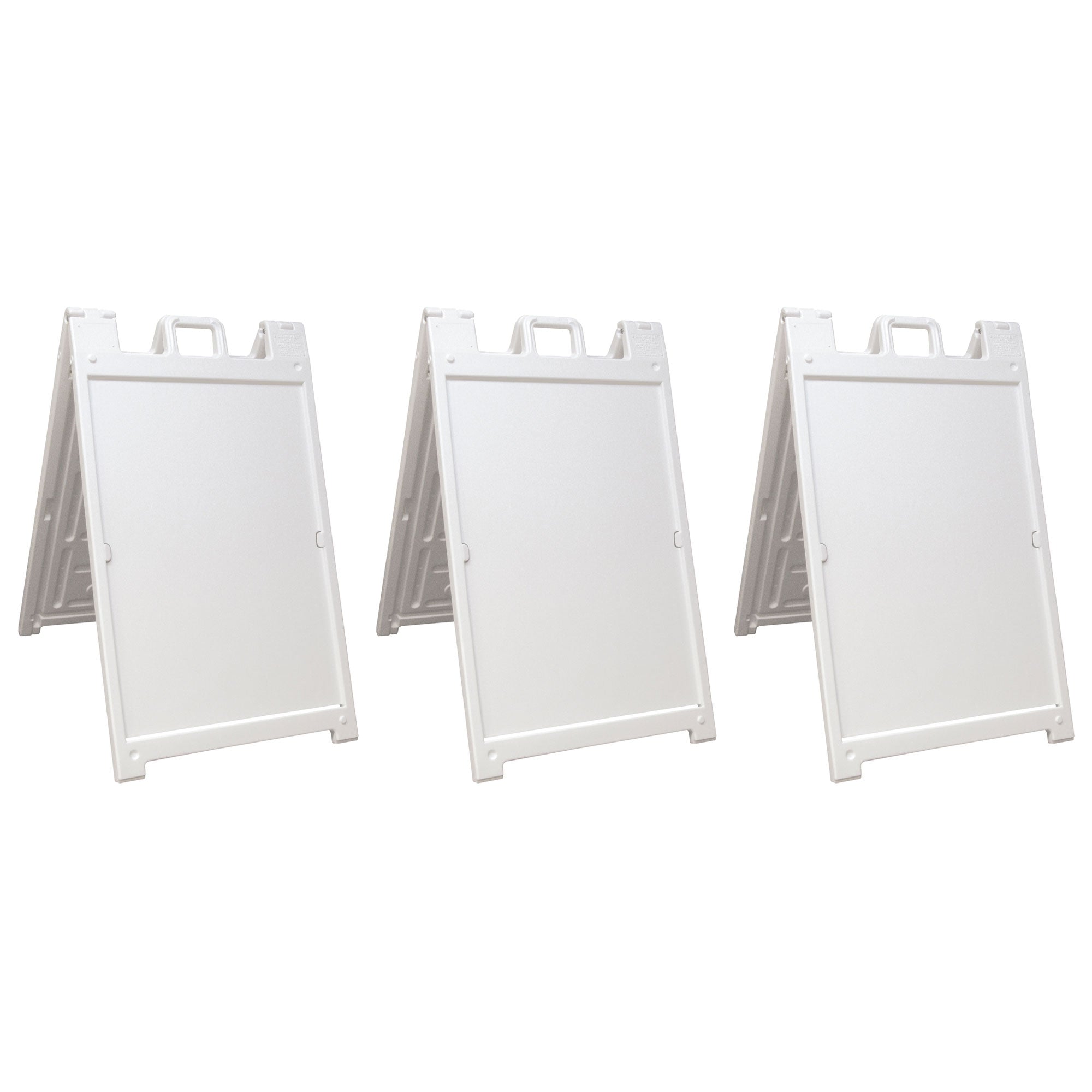 Plasticade Deluxe Signicade Folding Double Sided Sign Stand, White (3 Pack) - VMInnovations