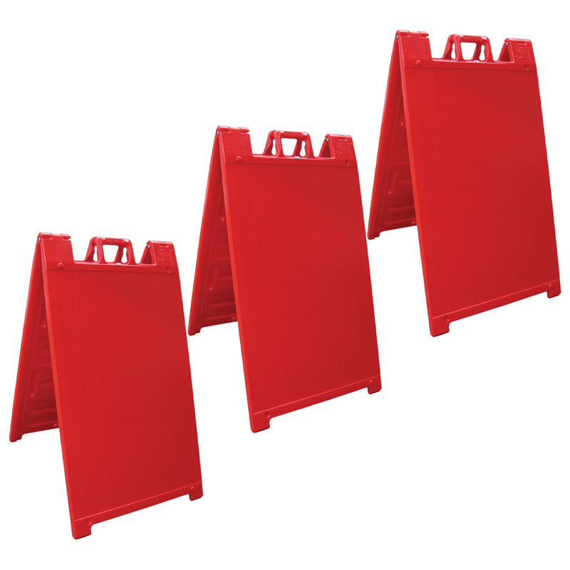 Plasticade Signicade Folding Sidewalk Double Sided Sign Stand, Red (3 Pack)