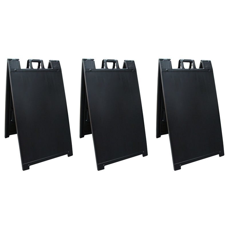 Plasticade Signicade Folding Sidewalk Double Sided Sign Stand, Black (3 Pack)