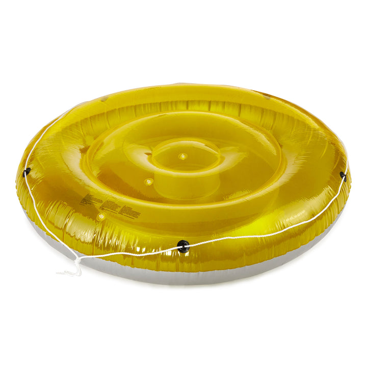 Swimline 72 Inch Swimming Pool Inflatable Sun Tan Lounger Island Float, Yellow - VMInnovations