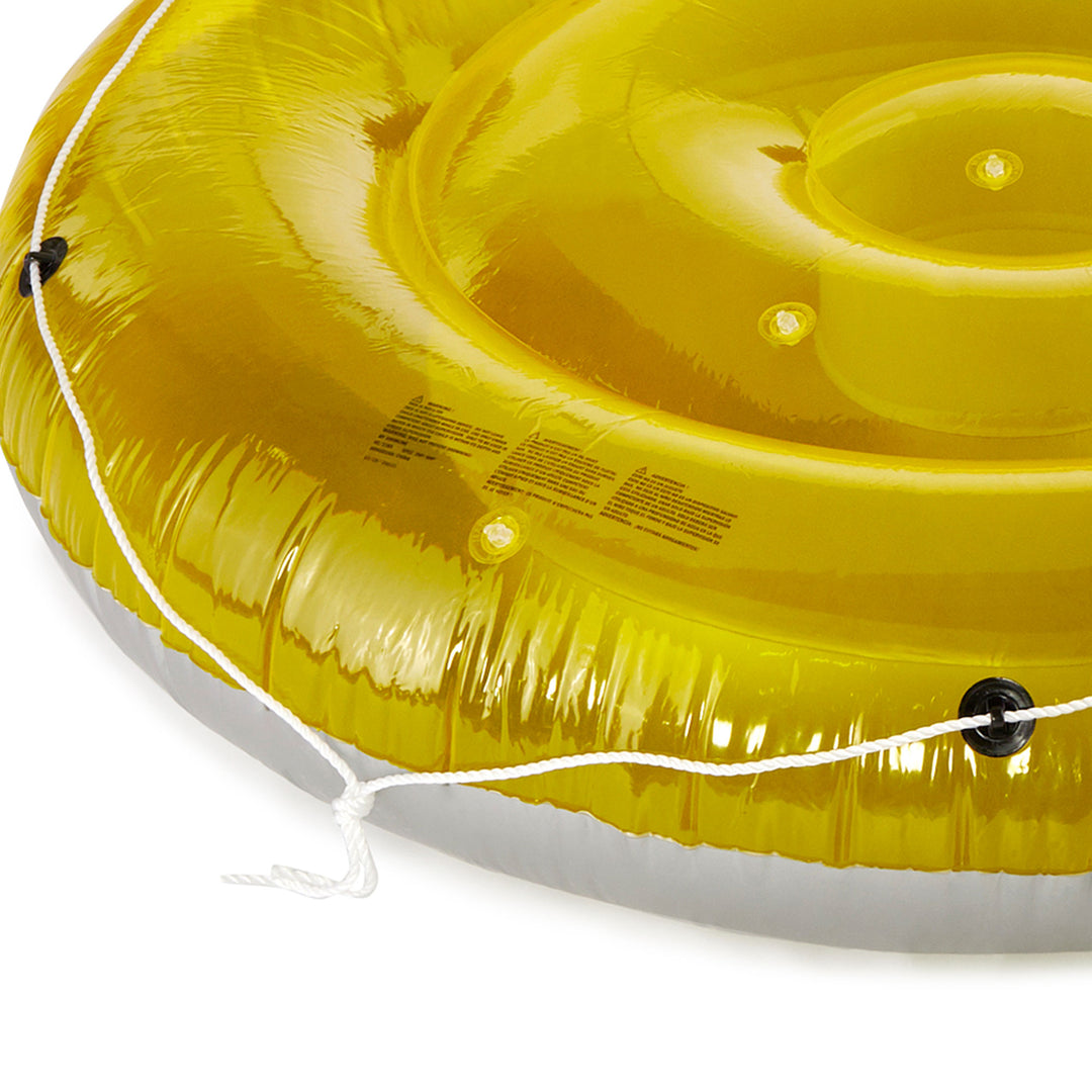 Swimline 72 Inch Swimming Pool Inflatable Sun Tan Lounger Island Float, Yellow - VMInnovations