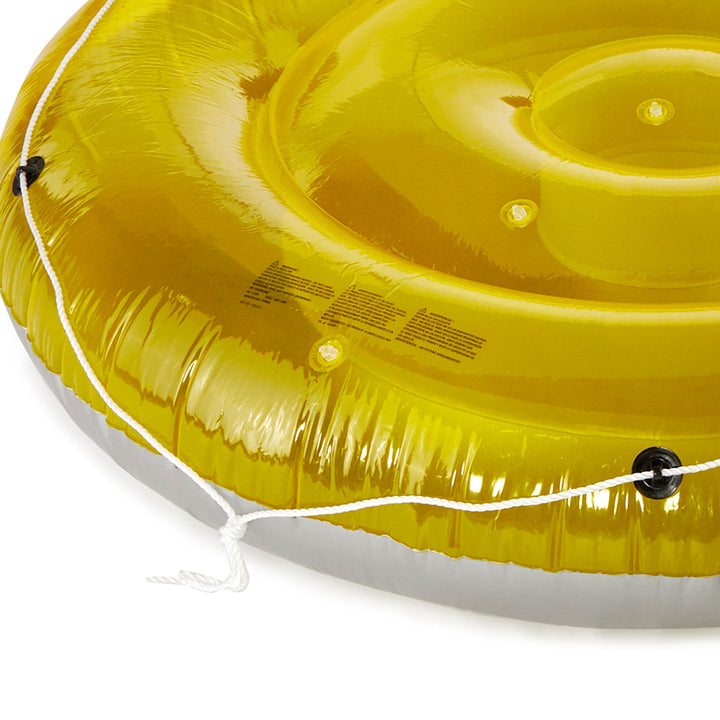 Swimline 72 Inch Swimming Pool Inflatable Sun Tan Lounger Island Float, Yellow - VMInnovations