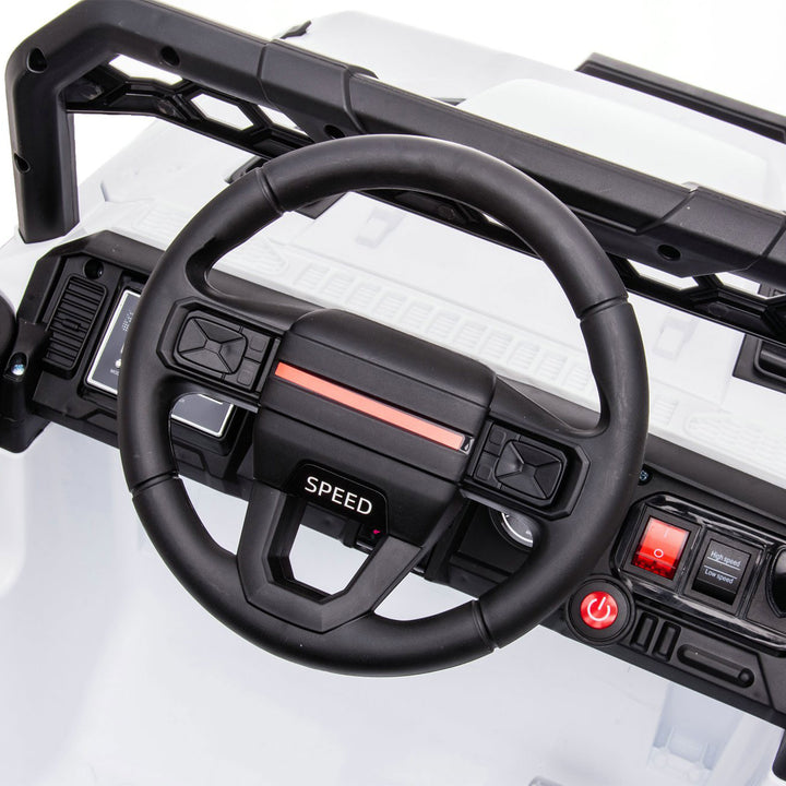 DAKOTT 12V Ride On Truck Electric Off Road Car w/Remote Control for Kids, White - VMInnovations