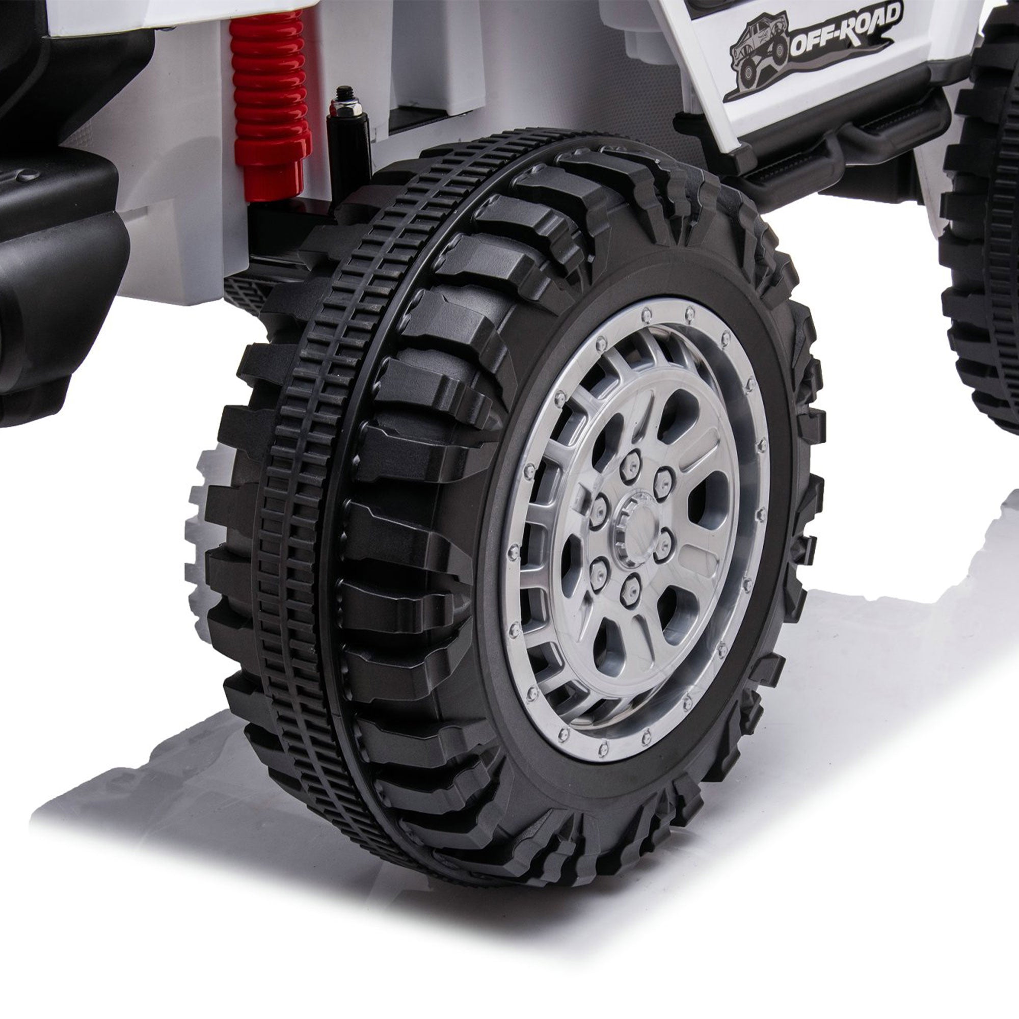 DAKOTT 12V Ride On Truck Electric Off Road Car w/Remote Control, White(Open Box) - VMInnovations