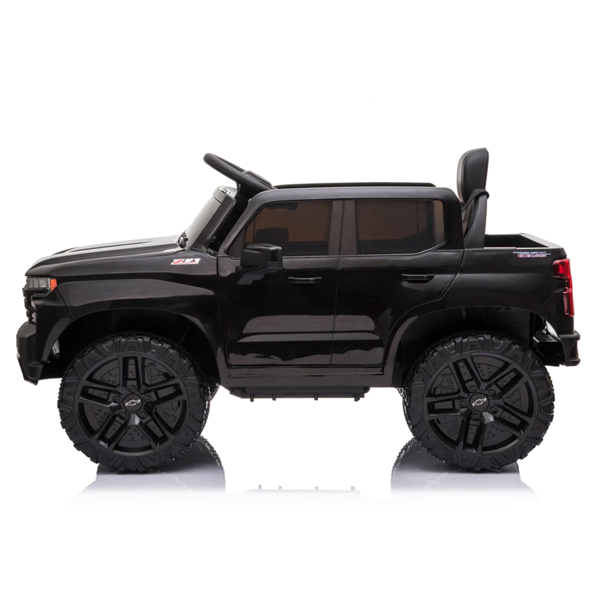 Dakott Chevy Silverado 4 x 4 Big Wheels Trail Boss Ride On Monster Truck, Black - VMInnovations