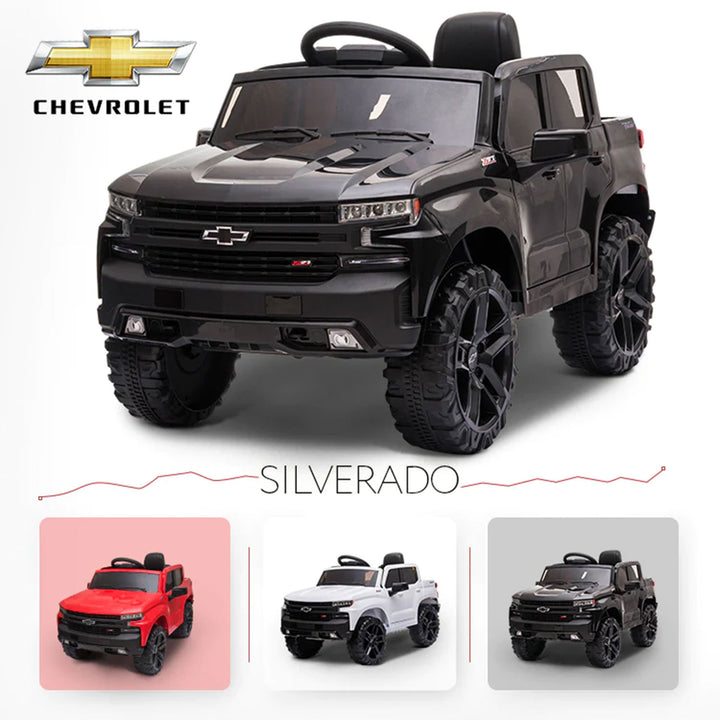Dakott Chevy Silverado 4 x 4 Big Wheels Trail Boss Ride On Monster Truck, Black - VMInnovations
