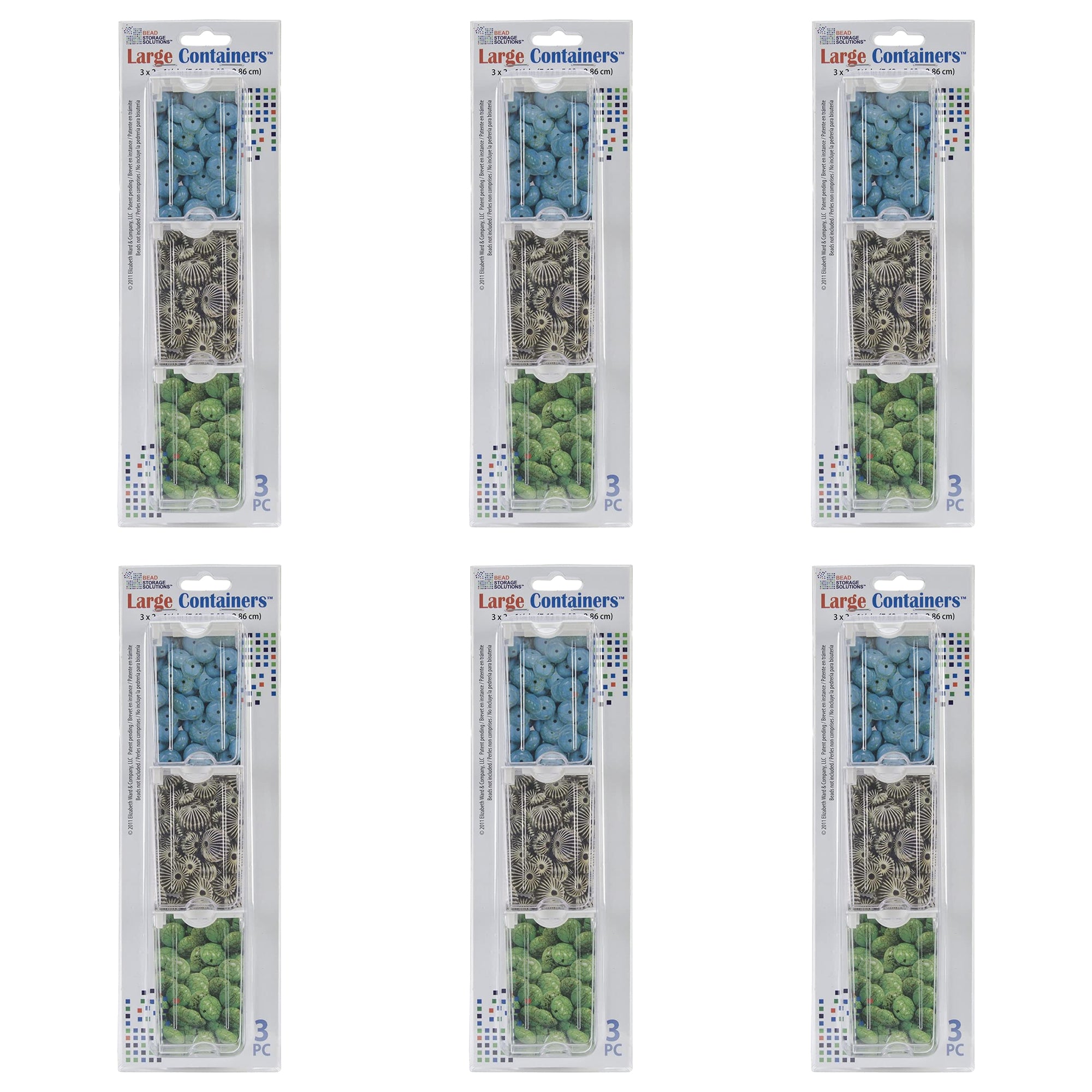 Elizabeth Ward Bead Storage Solutions 3 Piece Craft Storage Containers (6 Pack) - VMInnovations