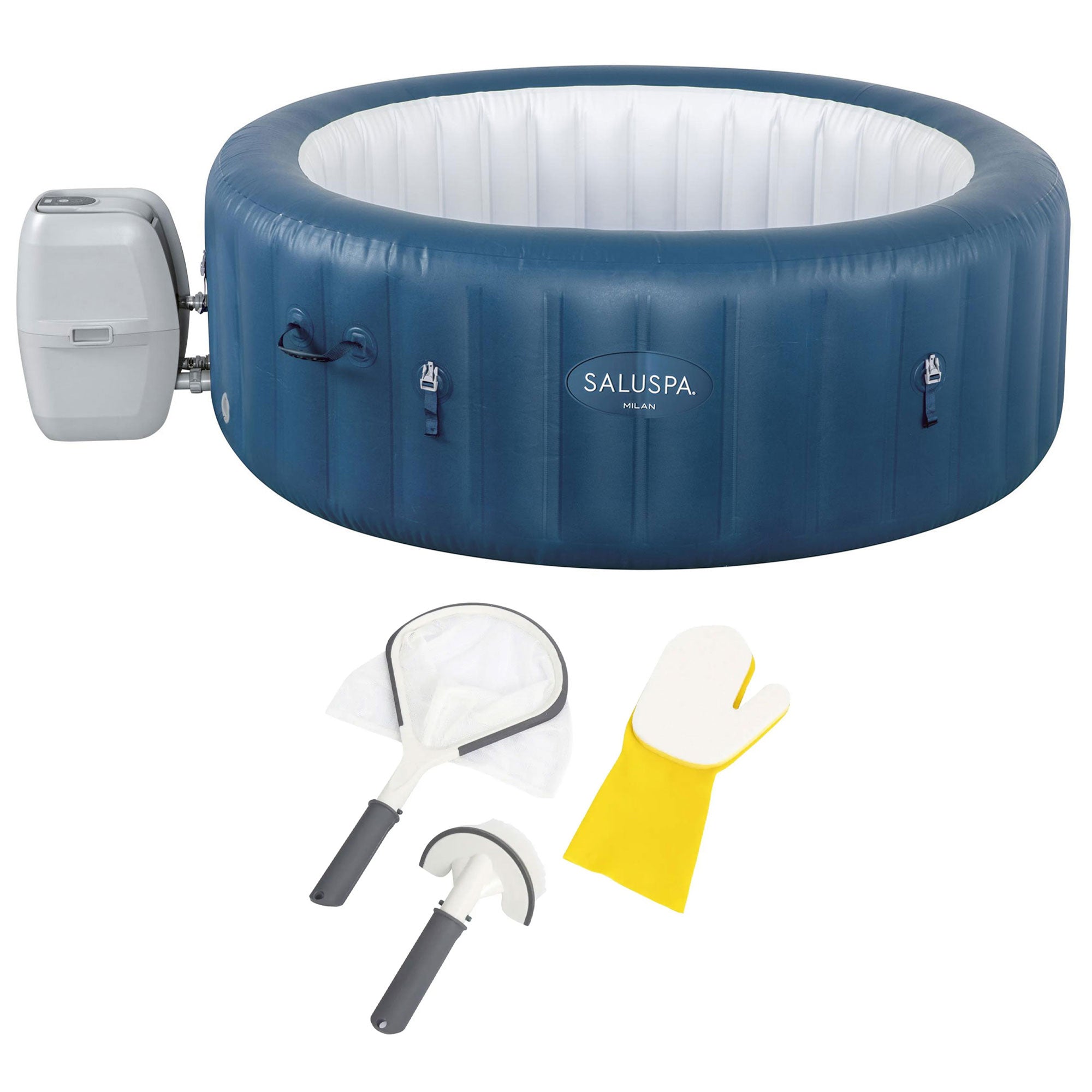Bestway Milan SaluSap Inflatable 6 person Hot Tub with 3 Piece Cleaning Tool Set