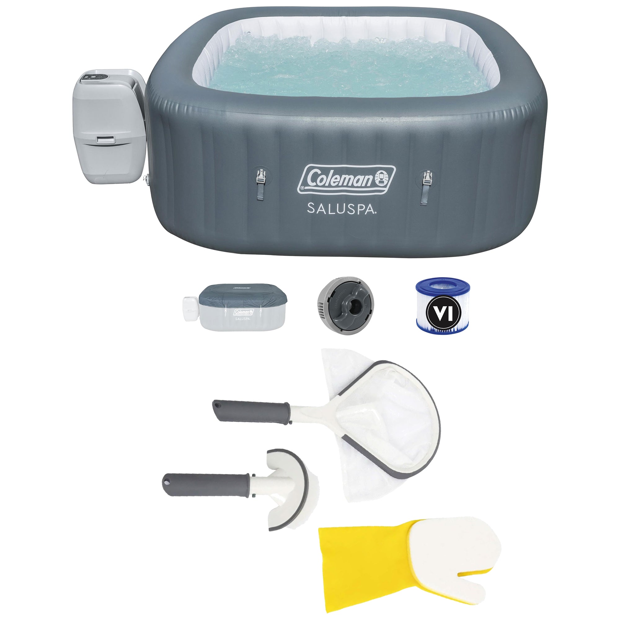 Coleman SaluSpa Inflatable Hot Tub and Bestway SaluSpa 3 Piece Cleaning Tool Set