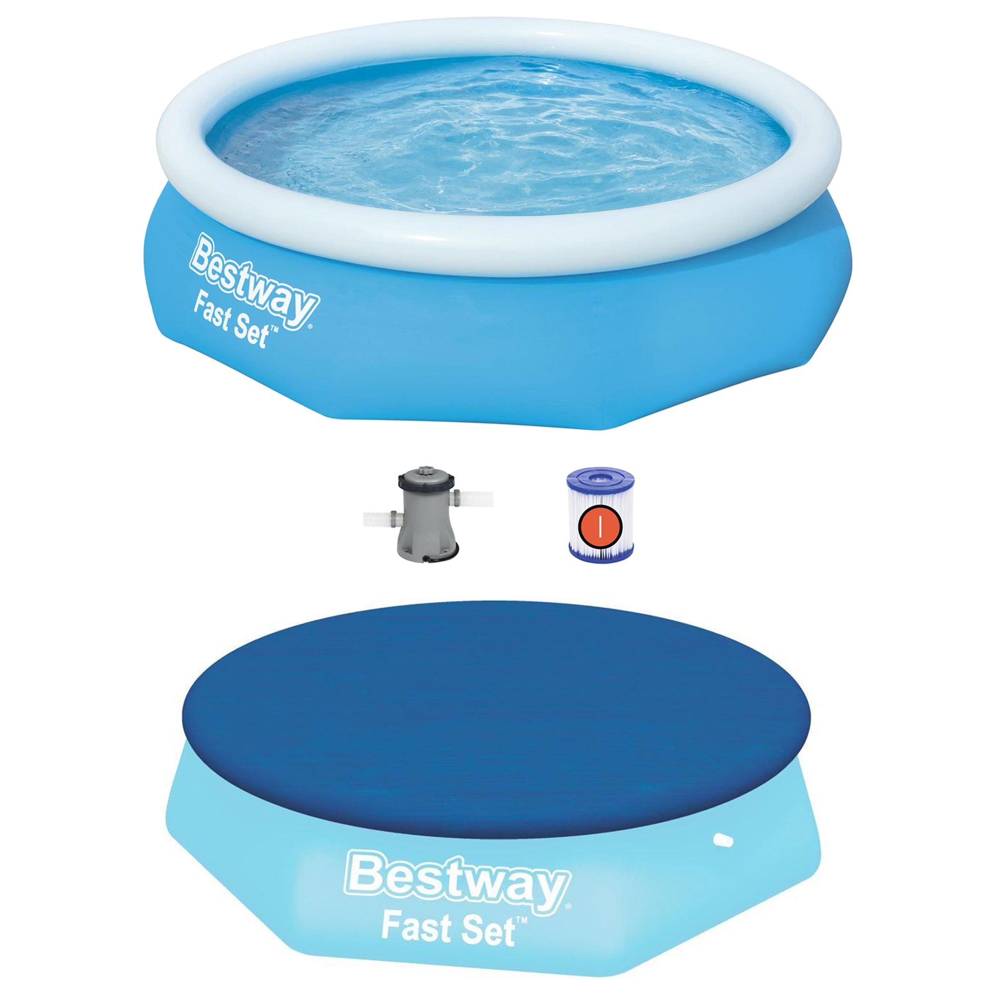 Bestway 10' x 30" Fast Set Inflatable Swimming Pool Set with Filter Pump & Cover