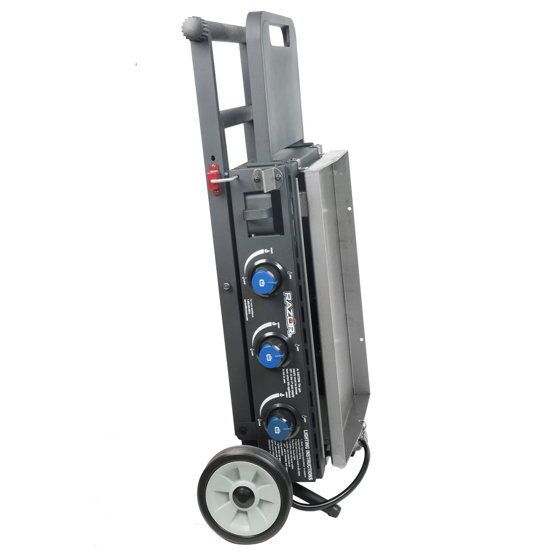 Razor Griddle Portable 3 Burner 30K BTU Gas Grill & Griddle Cart with Side Shelf - VMInnovations