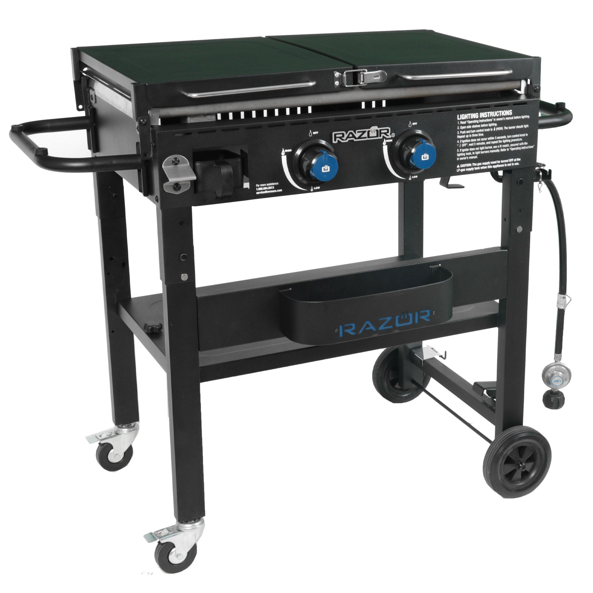 Razor Griddle Portable 2 Burner 30,000 BTU Gas Grill w/Shelves (Open Box)