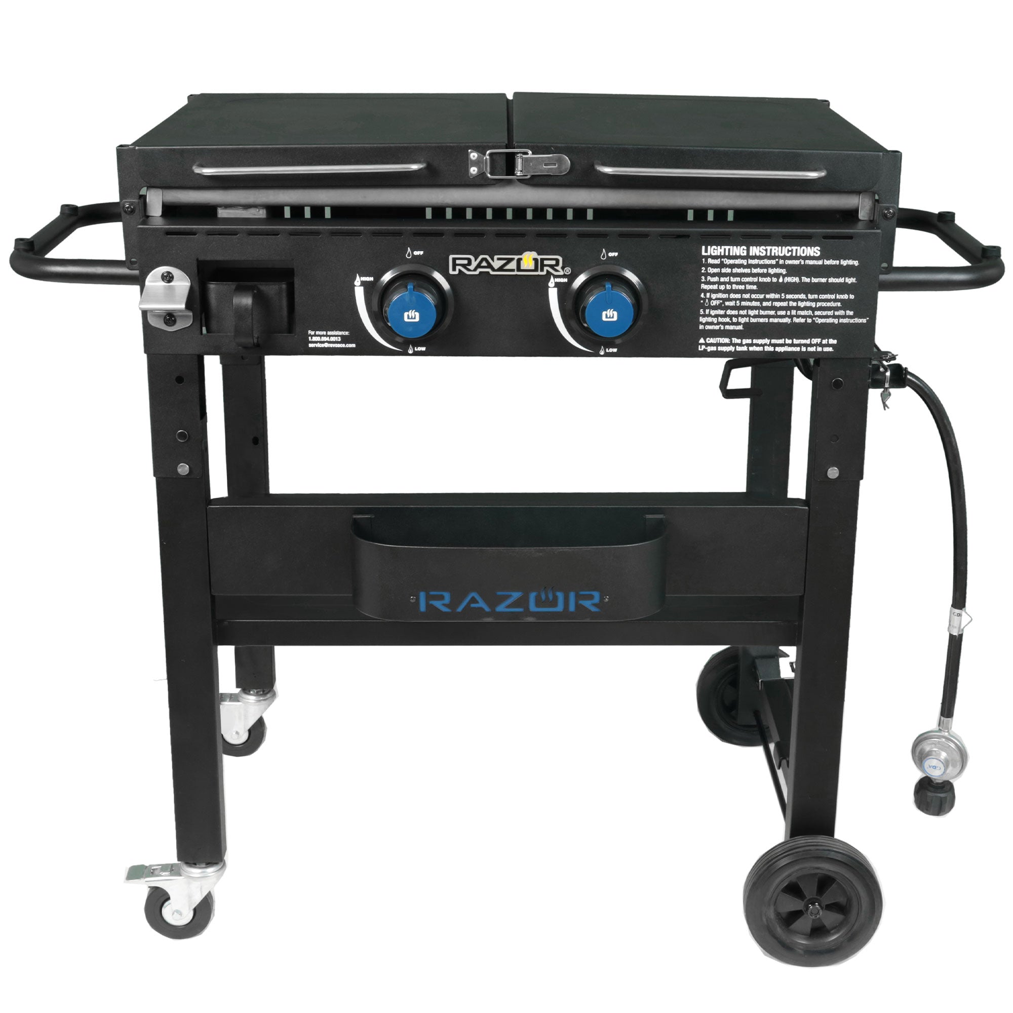 Razor Griddle Portable 2 Burner 30,000 BTU Gas Grill w/Shelves (Open Box) - VMInnovations