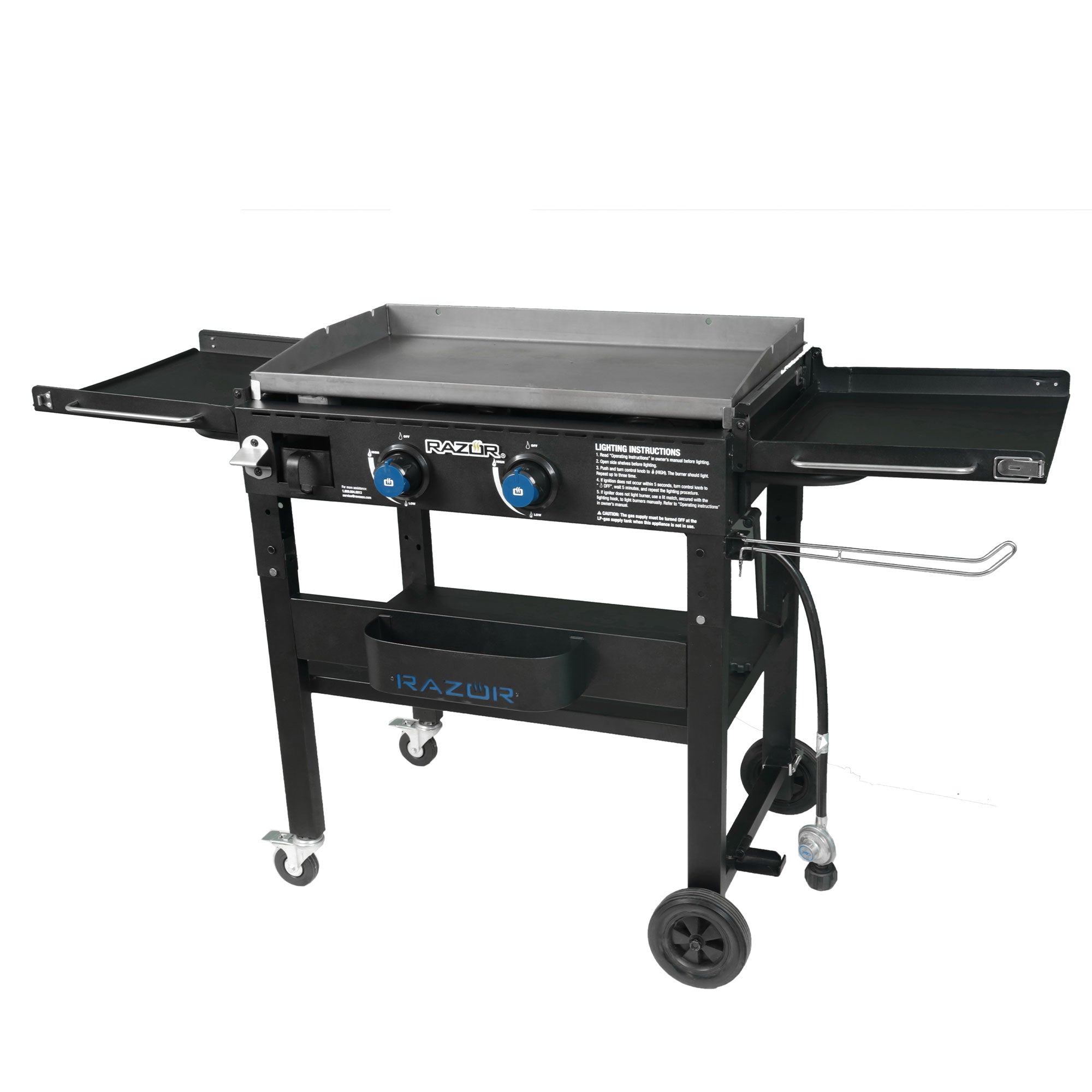 Razor Griddle Portable 2 Burner 30,000 BTU Gas Grill w/Shelves (Open Box)