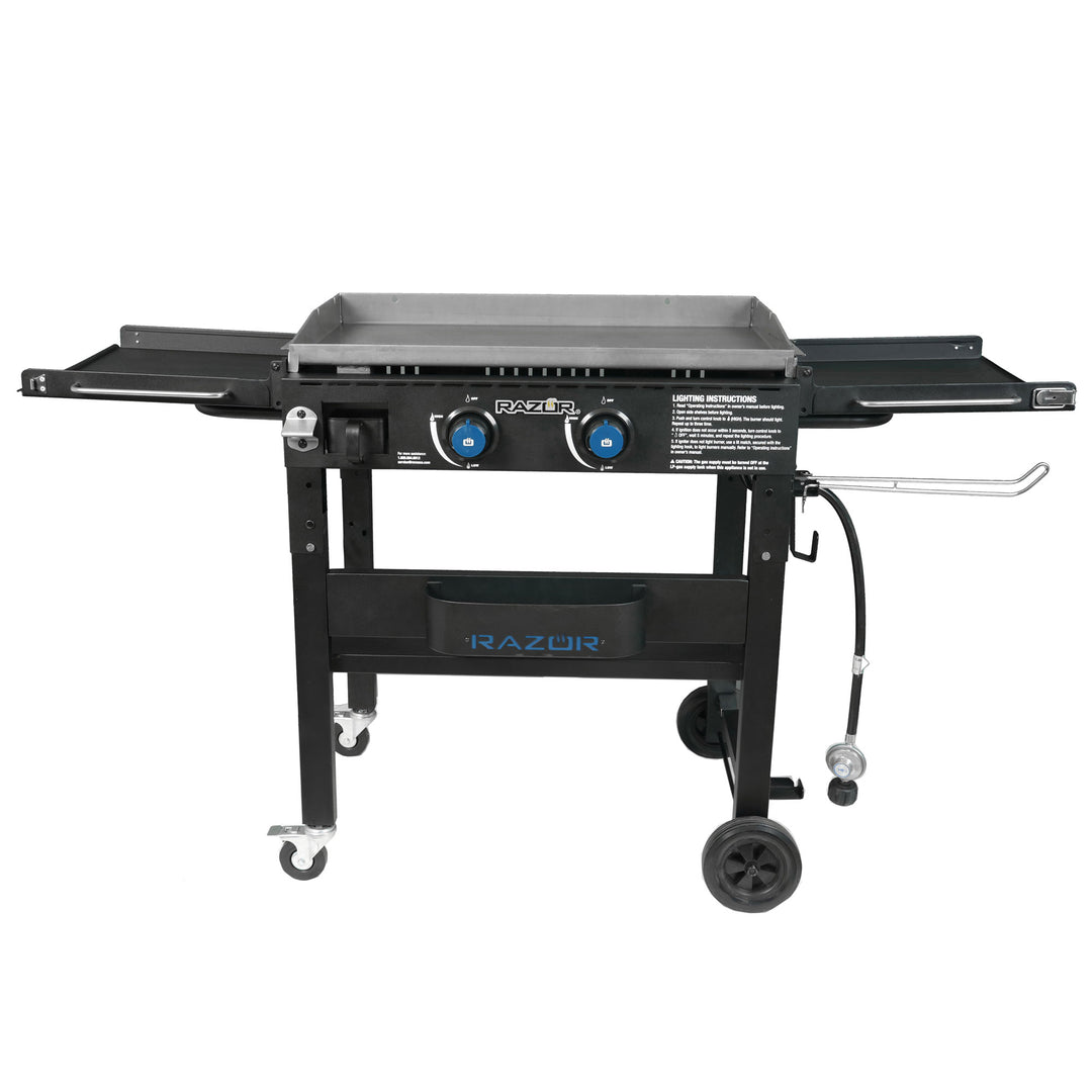 Razor Griddle Portable 2 Burner 30,000 BTU Gas Grill & Griddle Cart w/Shelves - VMInnovations