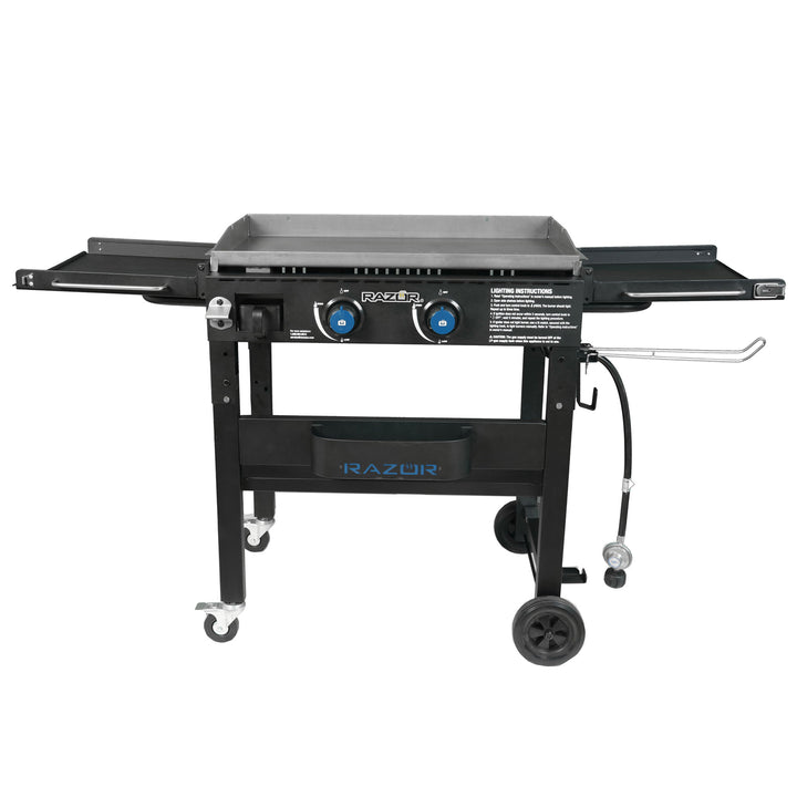 Razor Griddle Portable 2 Burner 30,000 BTU Gas Grill & Griddle Cart w/Shelves - VMInnovations