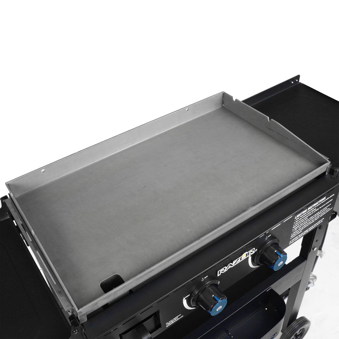 Razor Griddle Portable 2 Burner 30,000 BTU Gas Grill & Griddle Cart w/Shelves - VMInnovations