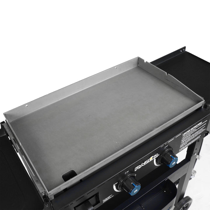 Razor Griddle Portable 2 Burner 30,000 BTU Gas Grill & Griddle Cart w/Shelves - VMInnovations