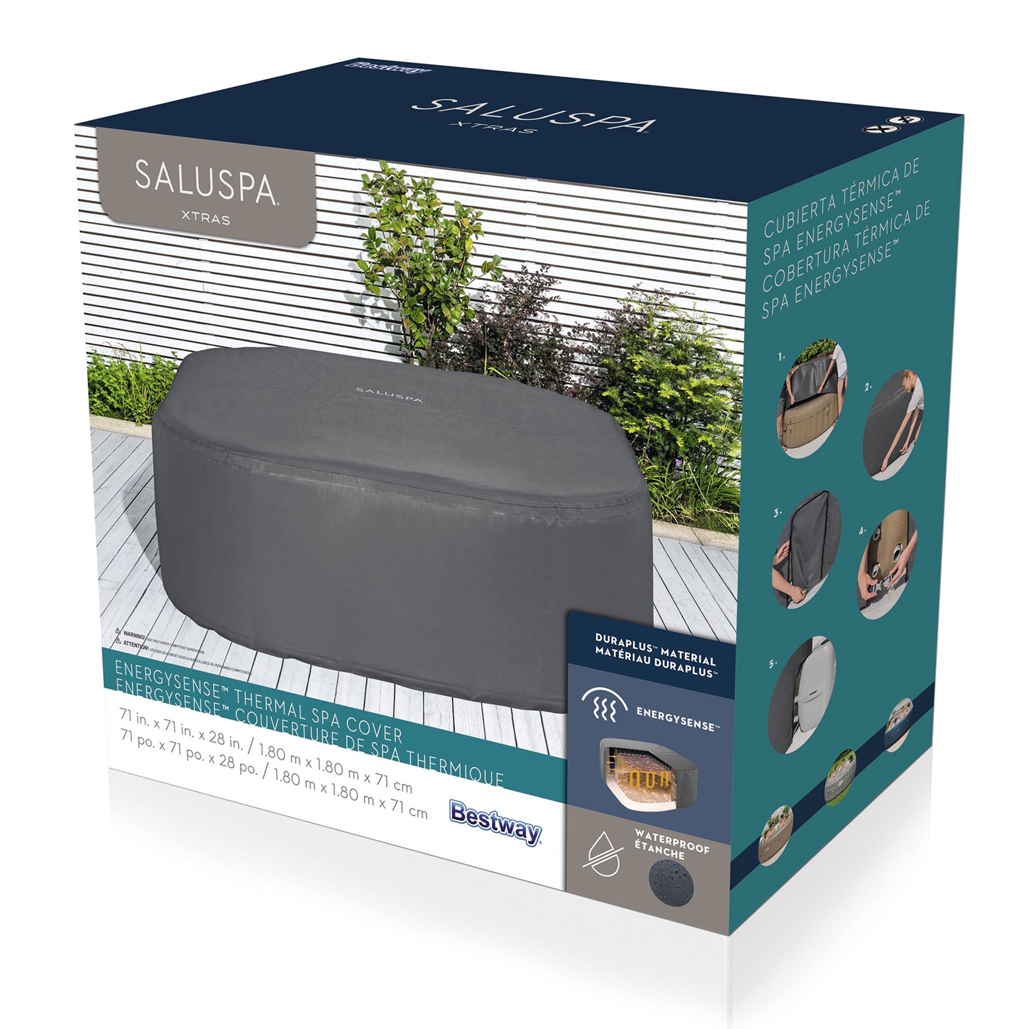 Bestway Hawaii SaluSpa 6 Person Inflatable Hot Tub w/EnergySense DuraPlus Cover
