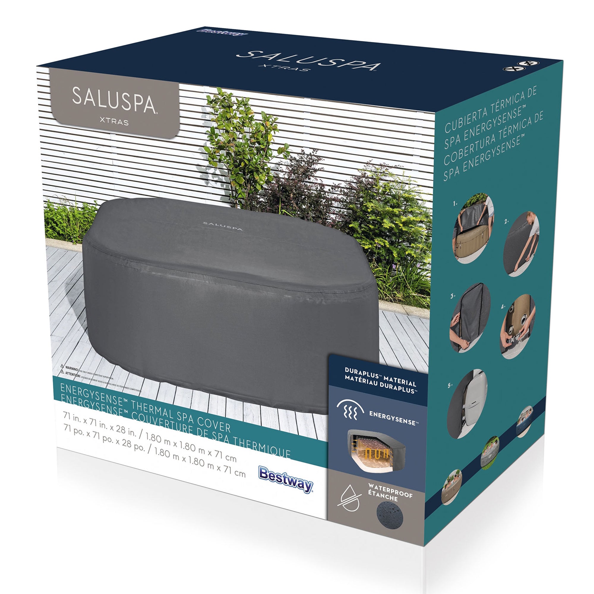 Coleman SaluSpa 6 Person Inflatable Hot Tub w/EnergySense DuraPlus Spa Cover