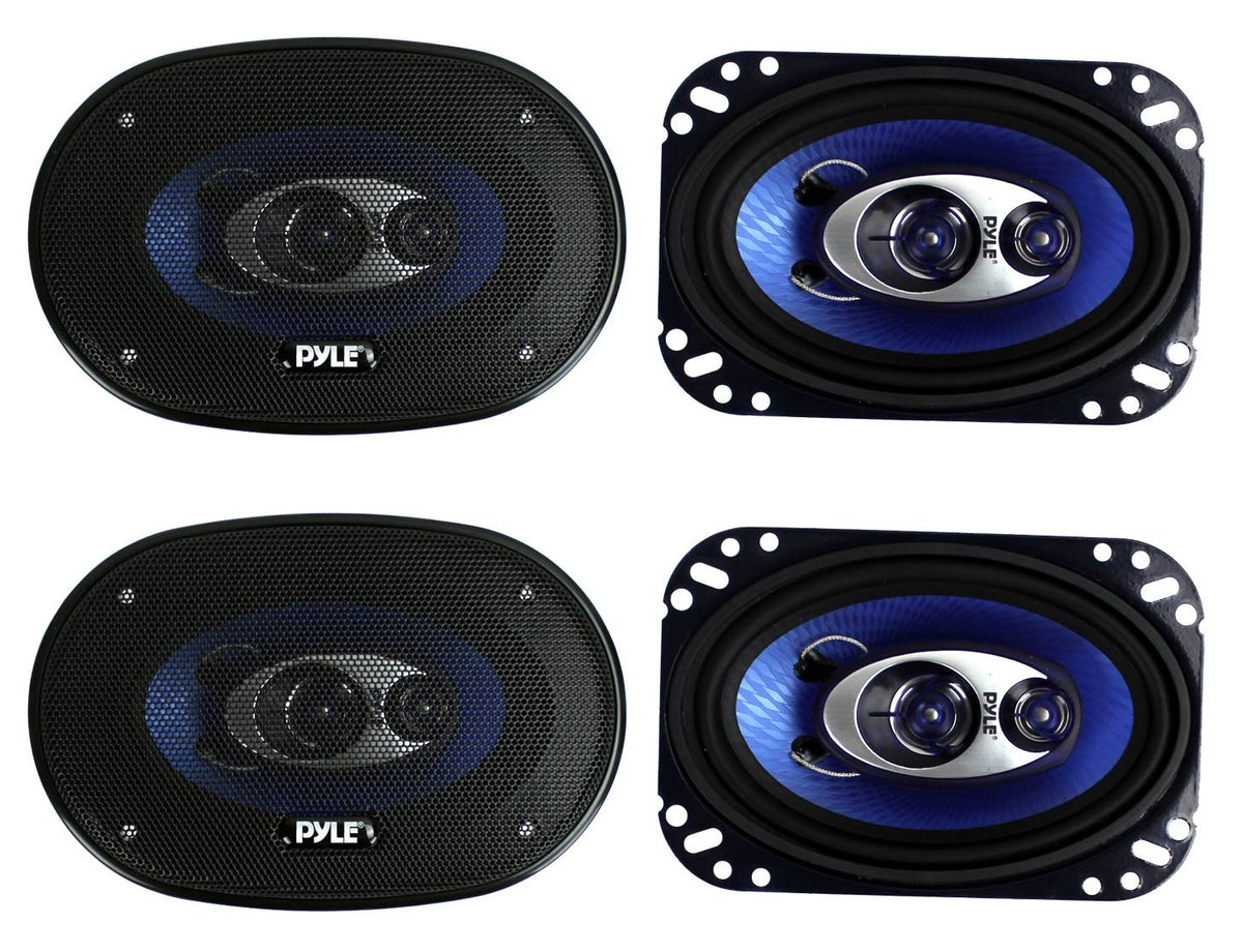 Pyle PL463BL 4x6" 240W 3 Way Coaxial Car Speakers Stereo Blue