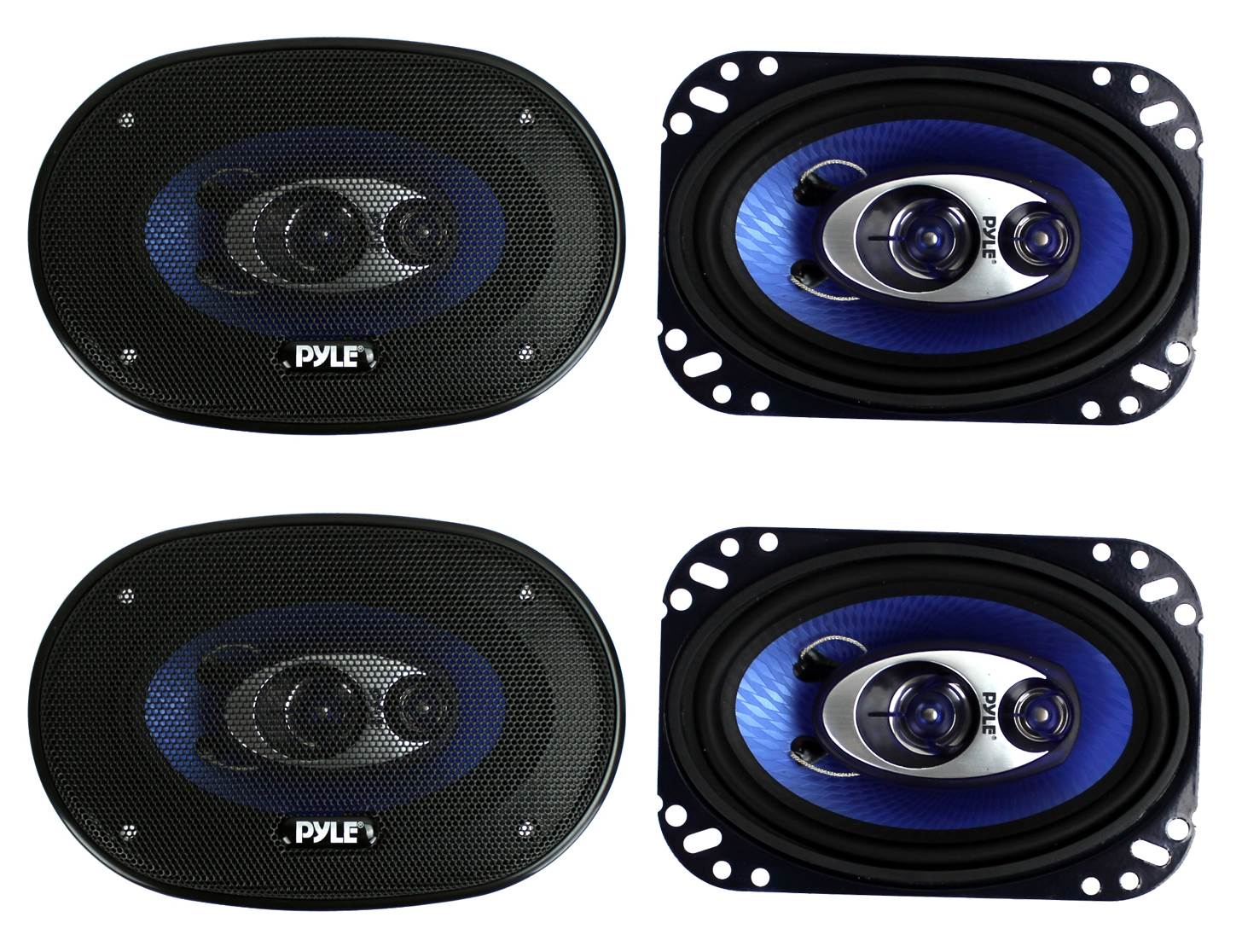 Pyle PL463BL 4x6" 240W 3 Way Coaxial Car Speakers Stereo Blue