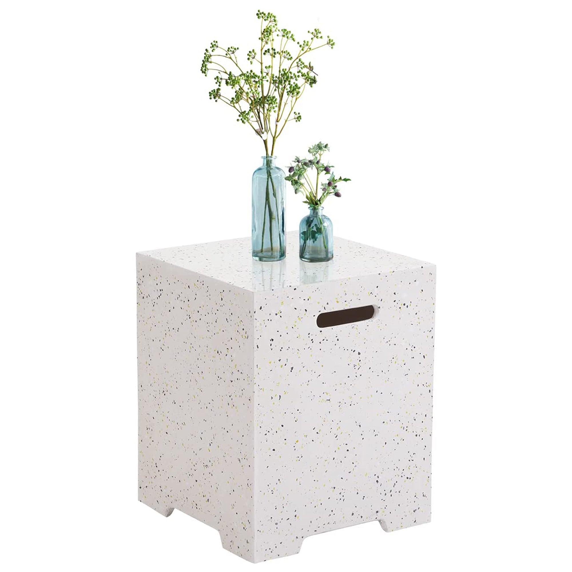 ESSENTIAL LOUNGER Propane Tank Cover Hideaway Table w/Handles,White (Open Box) - VMInnovations