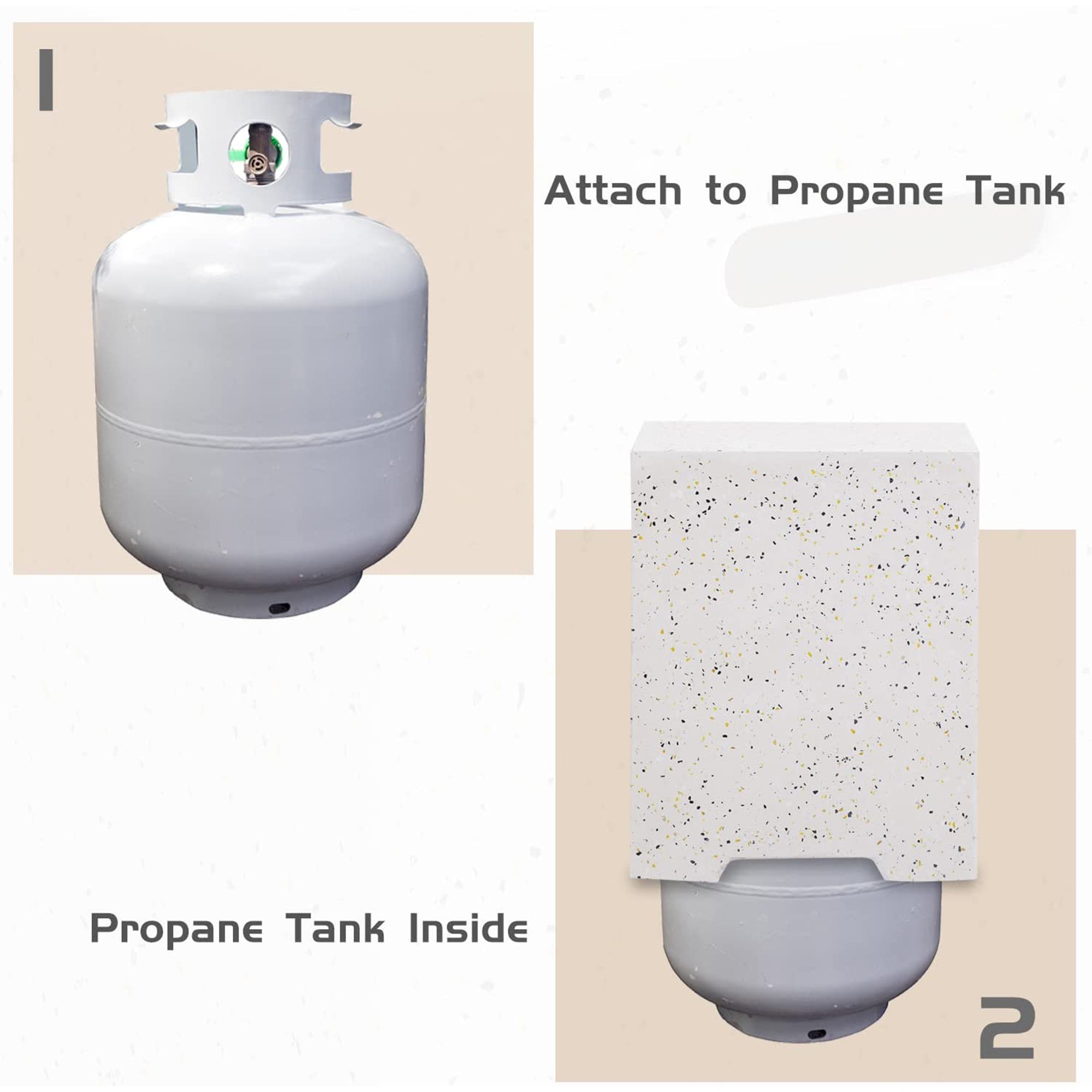 ESSENTIAL LOUNGER Propane Tank Cover Hideaway Table w/Handles,White (Open Box) - VMInnovations