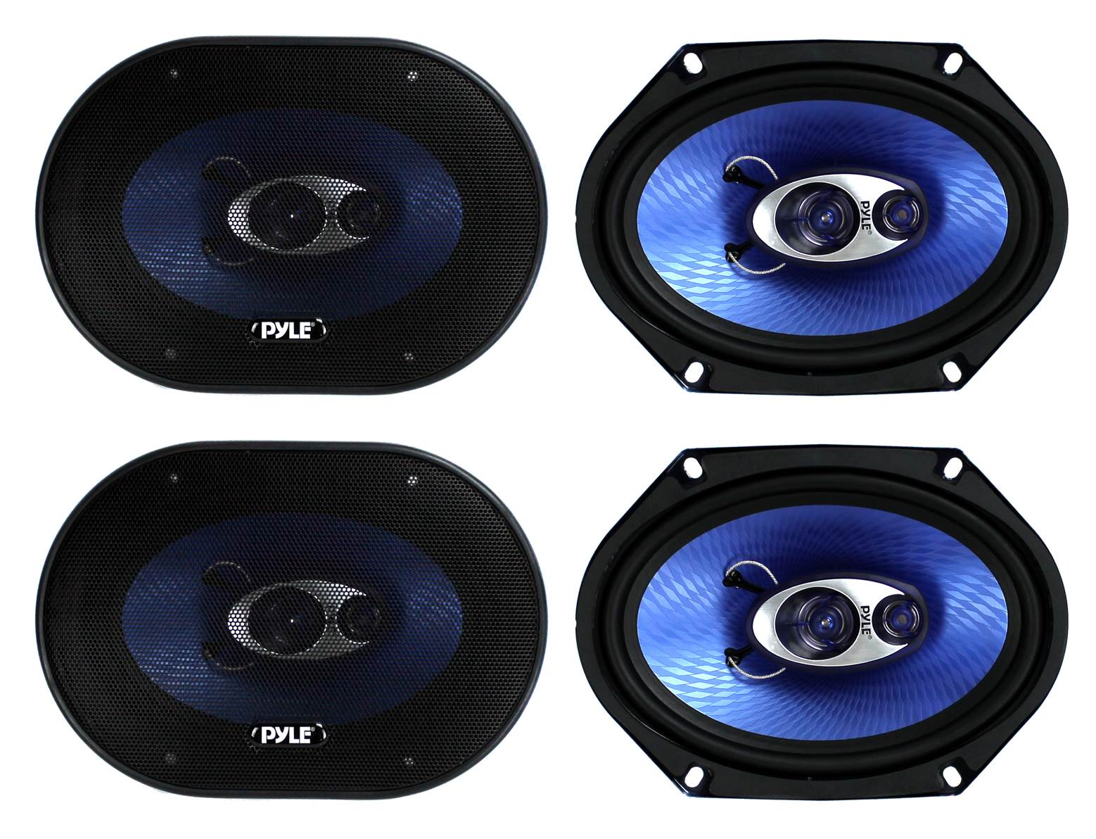 Pyle PL683BL 6x8" 720 Watt 3-Way Car Coaxial Audio Speakers Stereo - Blue
