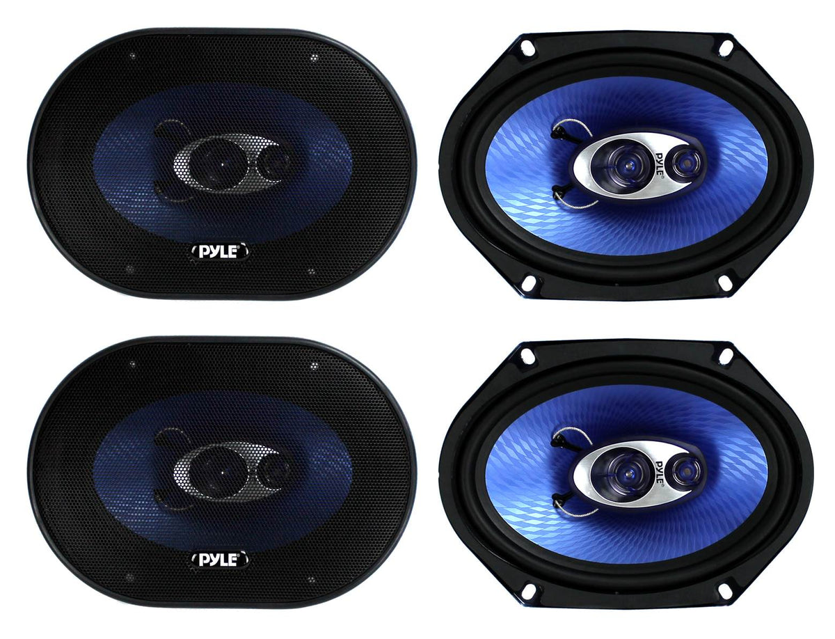 Pyle PL683BL 6x8" 720 Watt 3-Way Car Coaxial Audio Speakers Stereo - Blue