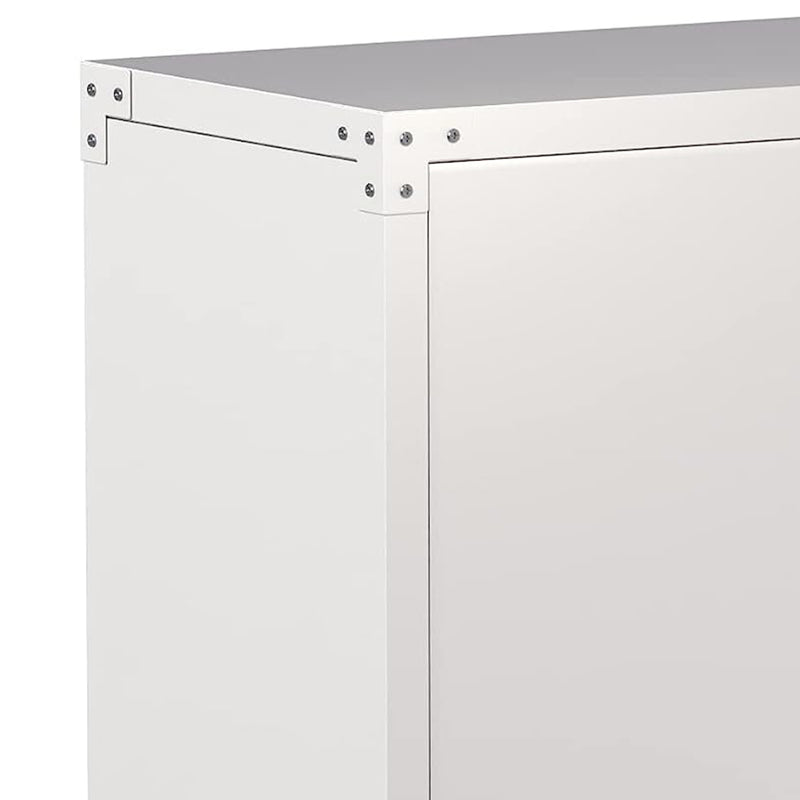 AOBABO Steel Lockable Office Storage Cabinet, Adjustable Shelves & Wheels, White